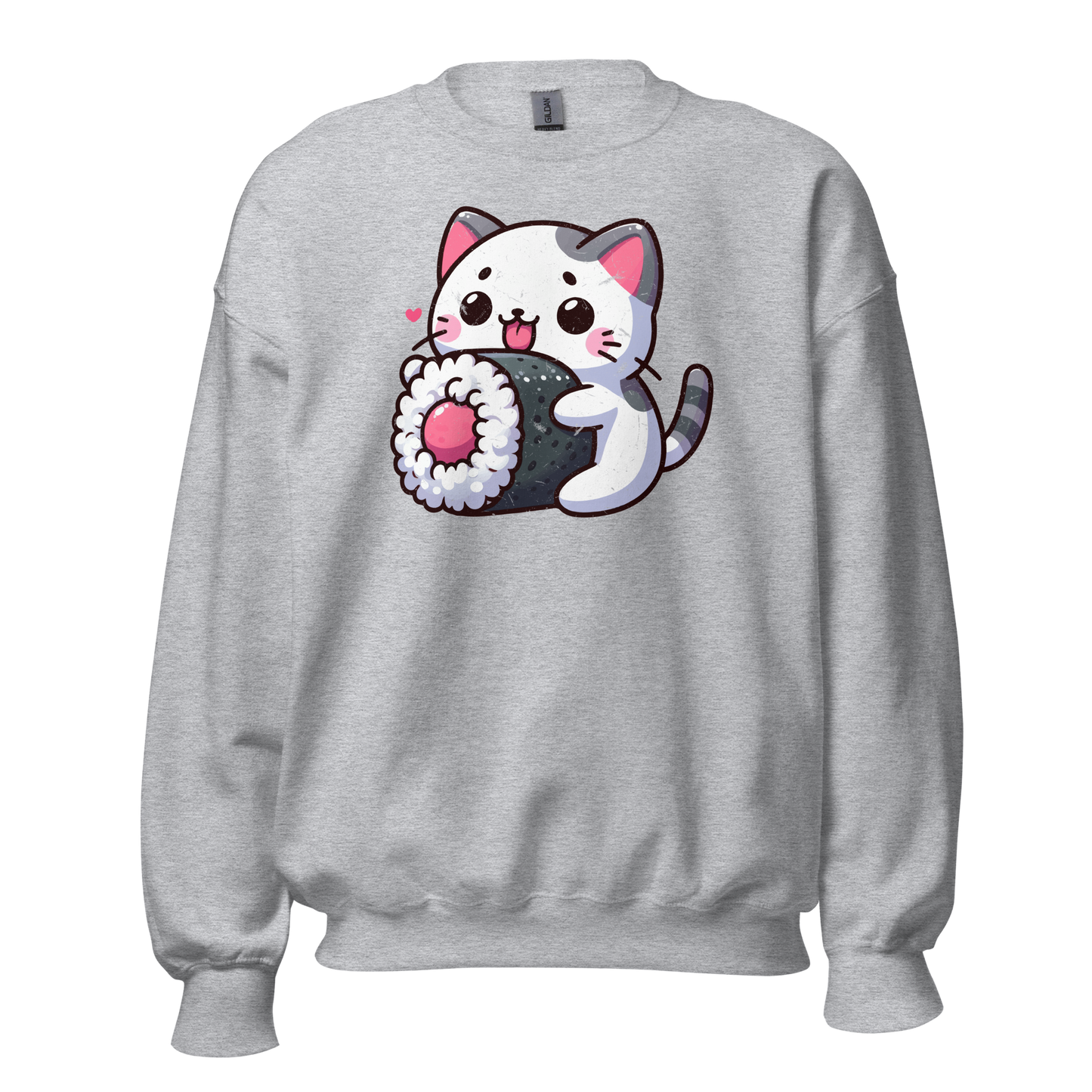 Black and Grey Kitten - Eating Sushi - Preshrunk Sweatshirt