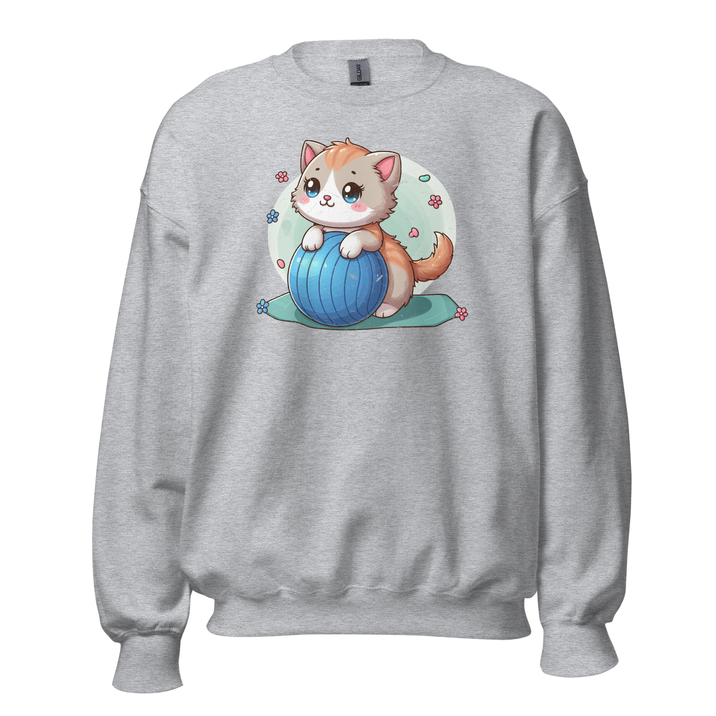 Brown Kitten on Blue Ball - Preshrunk Sweatshirt