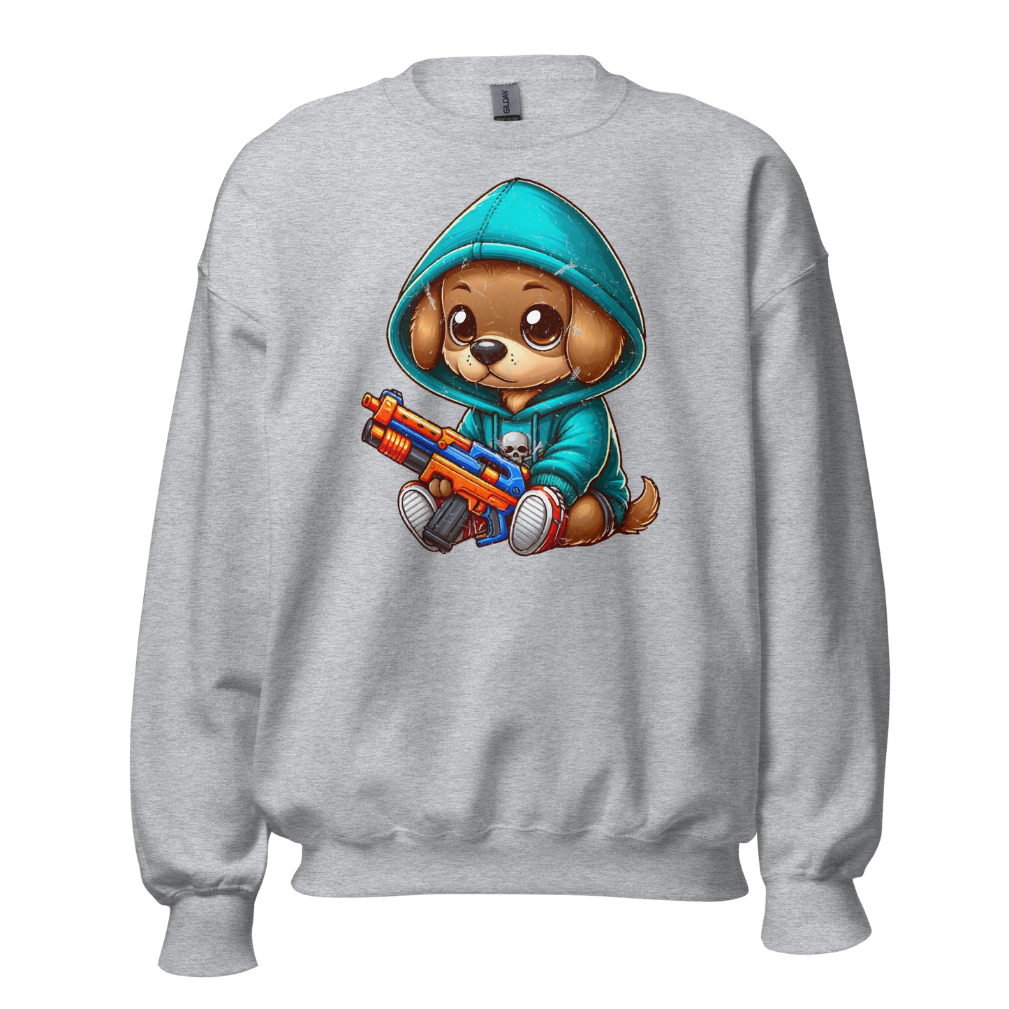 Brown Puppy with Foam Dart Blaster - Preshrunk Sweatshirt