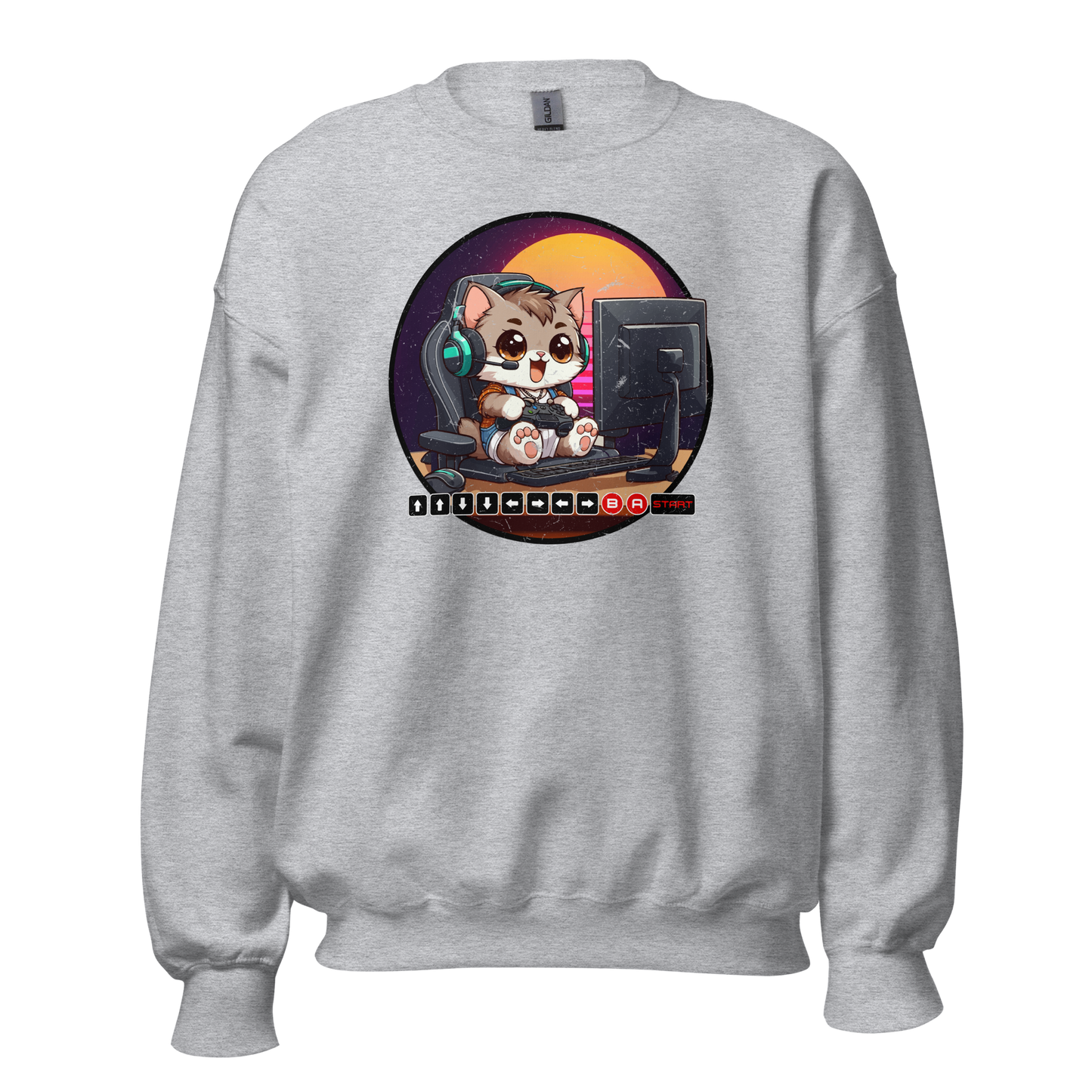 Gamer Kitten - Green Headset - Preshrunk Sweatshirt