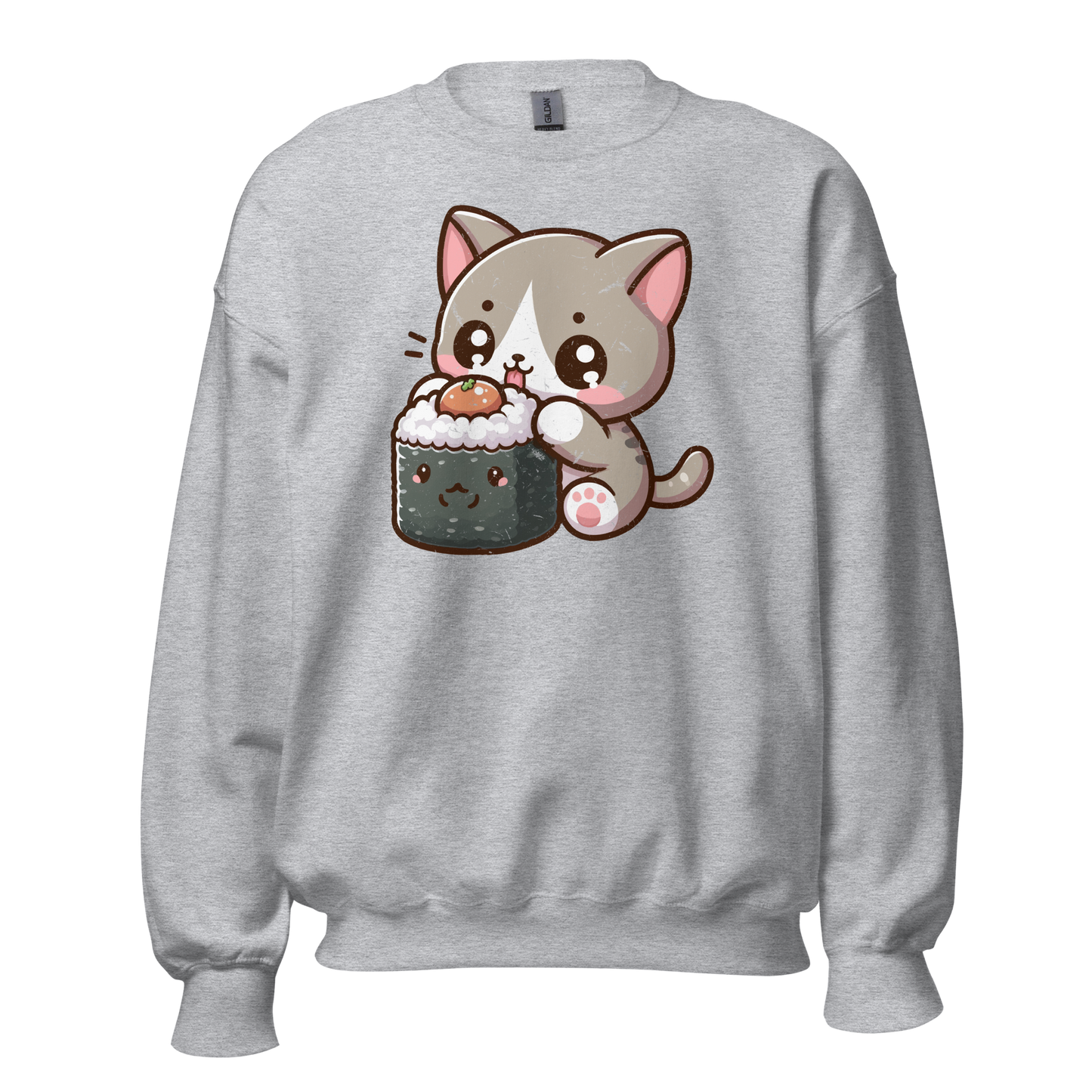Grey Kitten - Eating Sushi - Preshrunk Sweatshirt