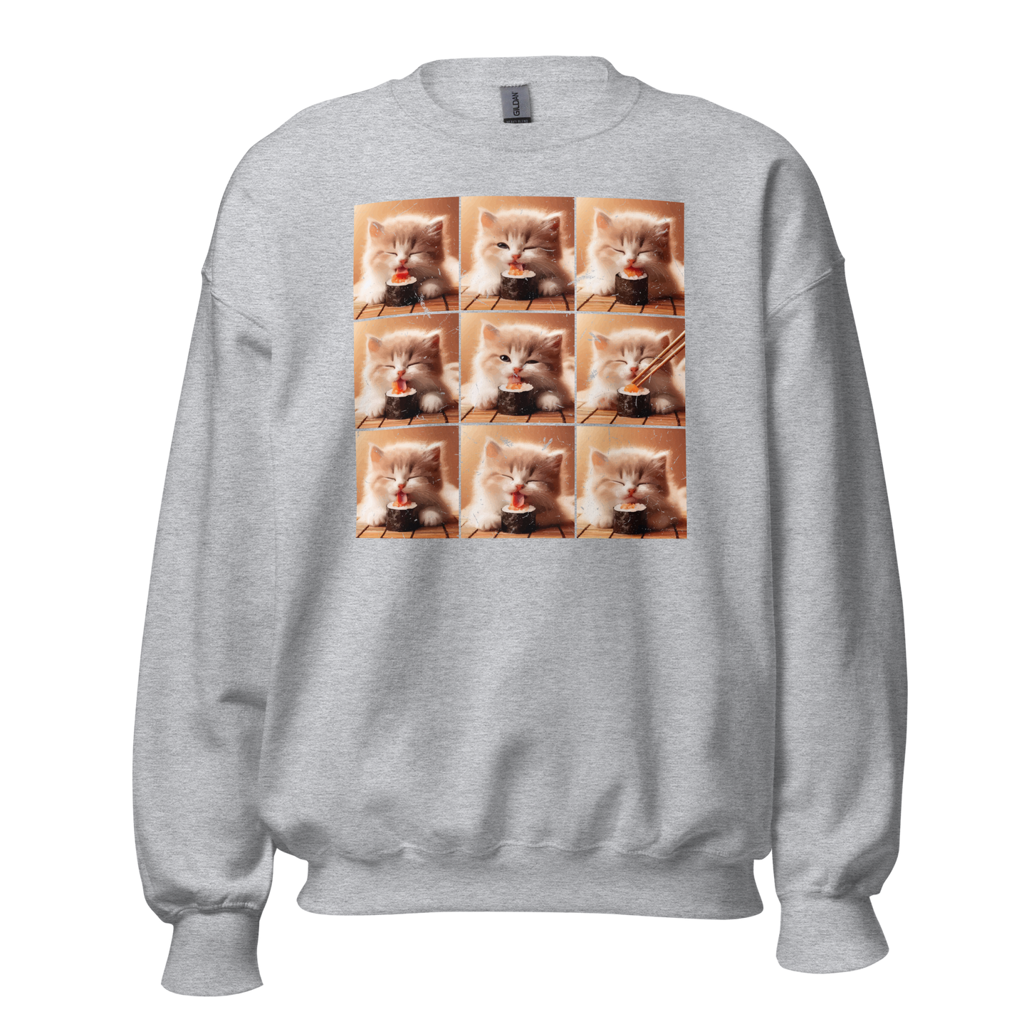 Kittens Eating Sushi Collage - Preshrunk Sweatshirt