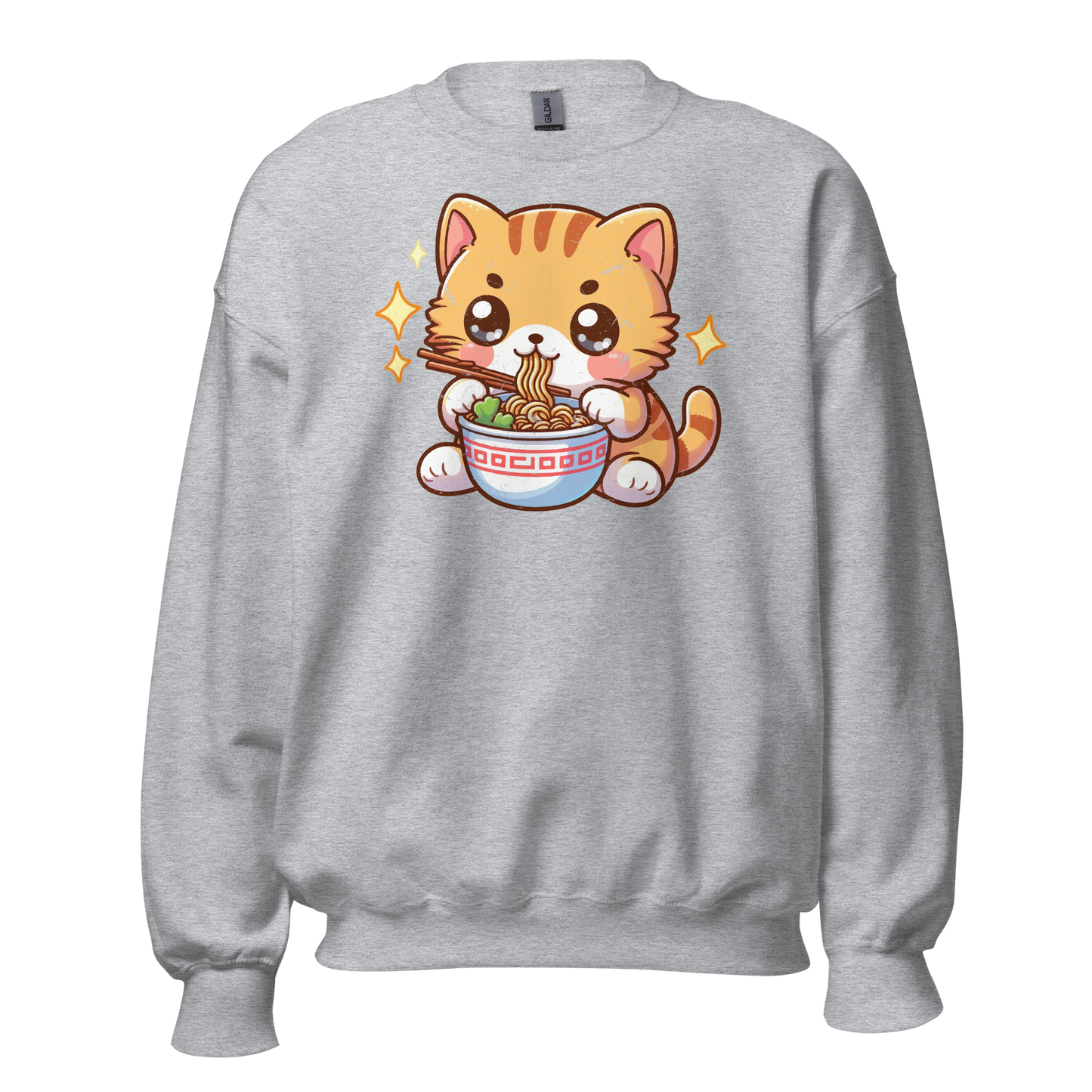 Orange Kitten - Eating Ramen - Preshrunk Sweatshirt