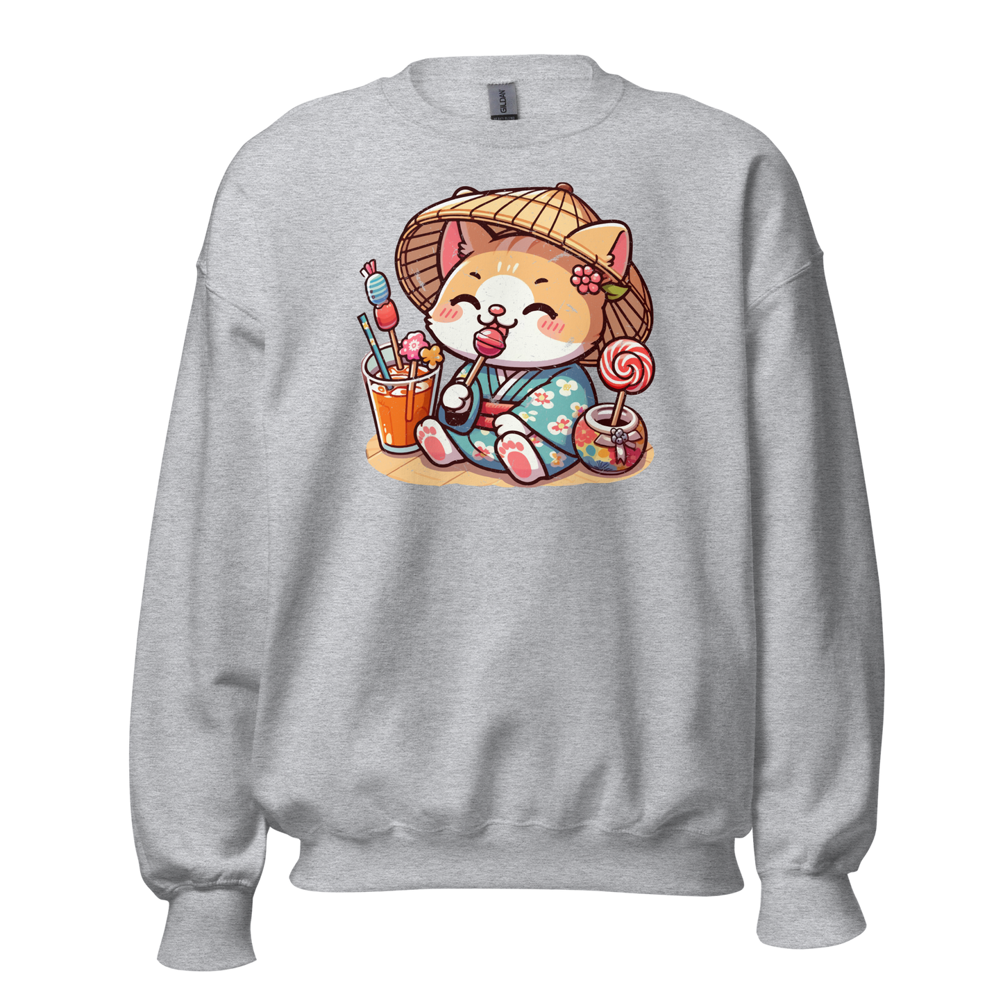 Orange Kitten in a Kimono - Preshrunk Sweatshirt