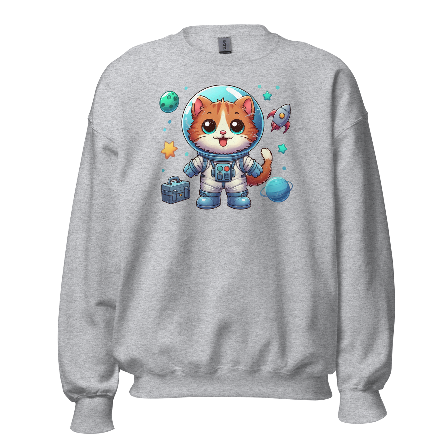 Space Kitten with Planets - Preshrunk Sweatshirt