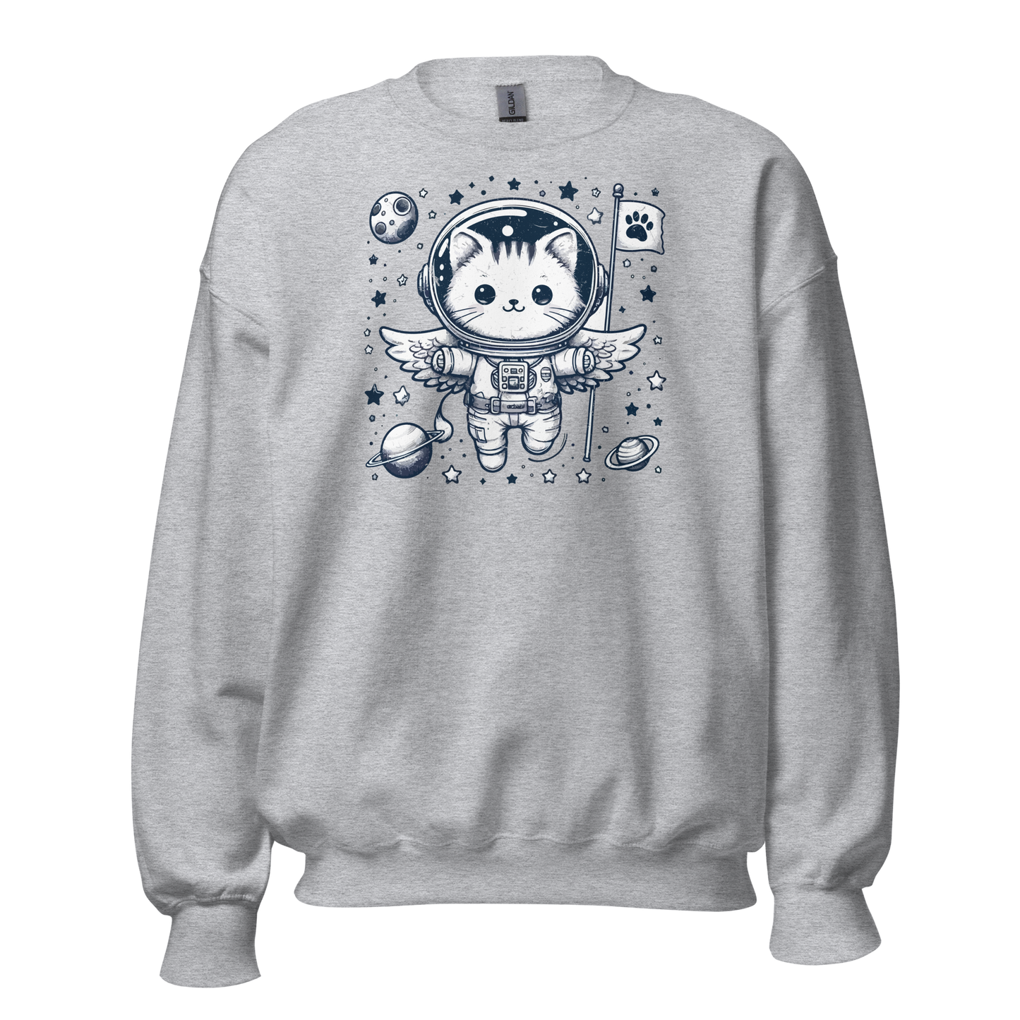 Space Kitten with Stars - Preshrunk Sweatshirt