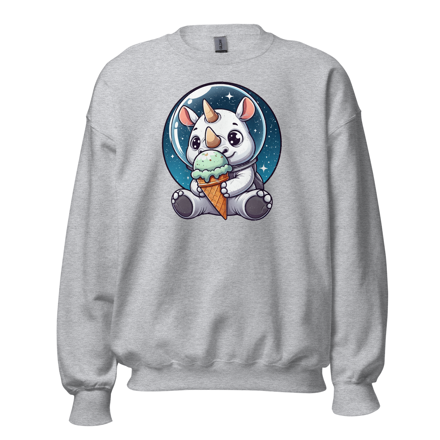 Space Rhino - Eating Ice Cream - Preshrunk Sweatshirt