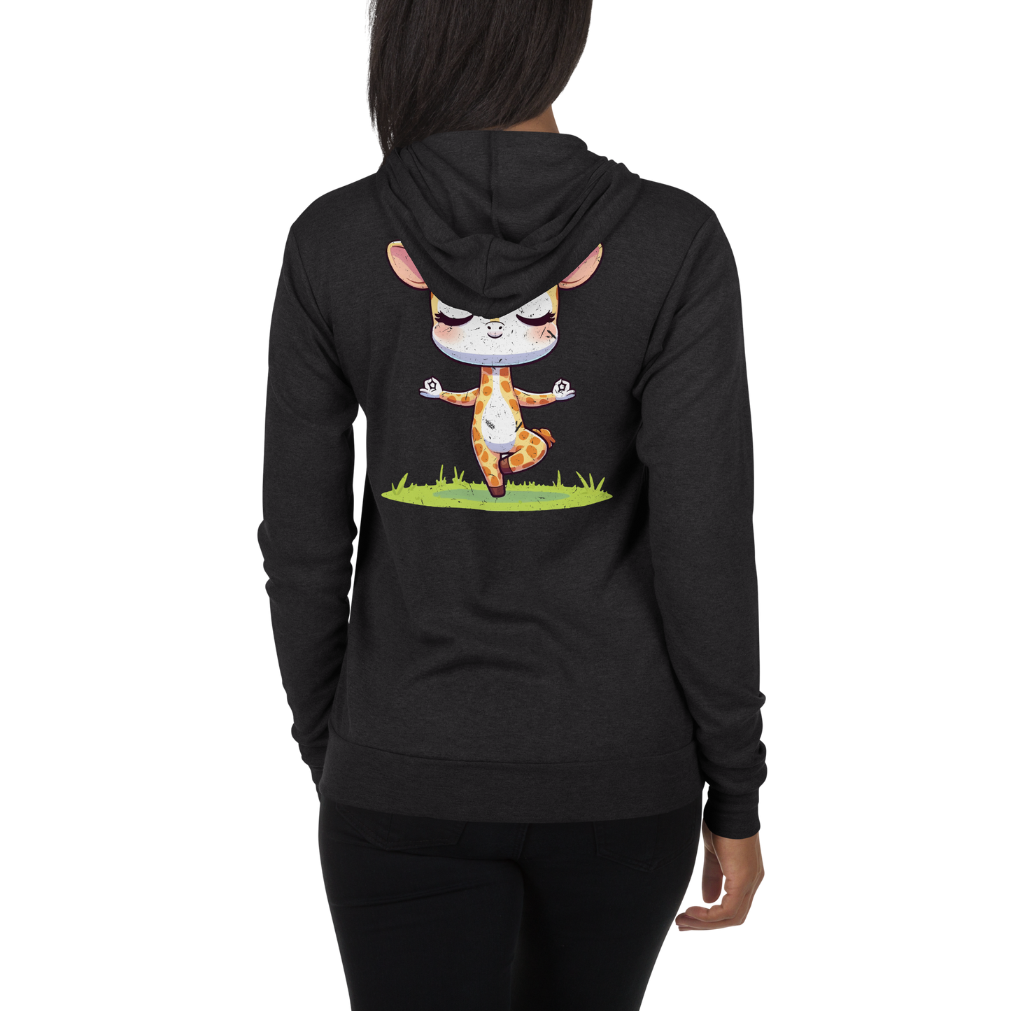 Giraffe doing Yoga - Lightweight Zip Hoodie