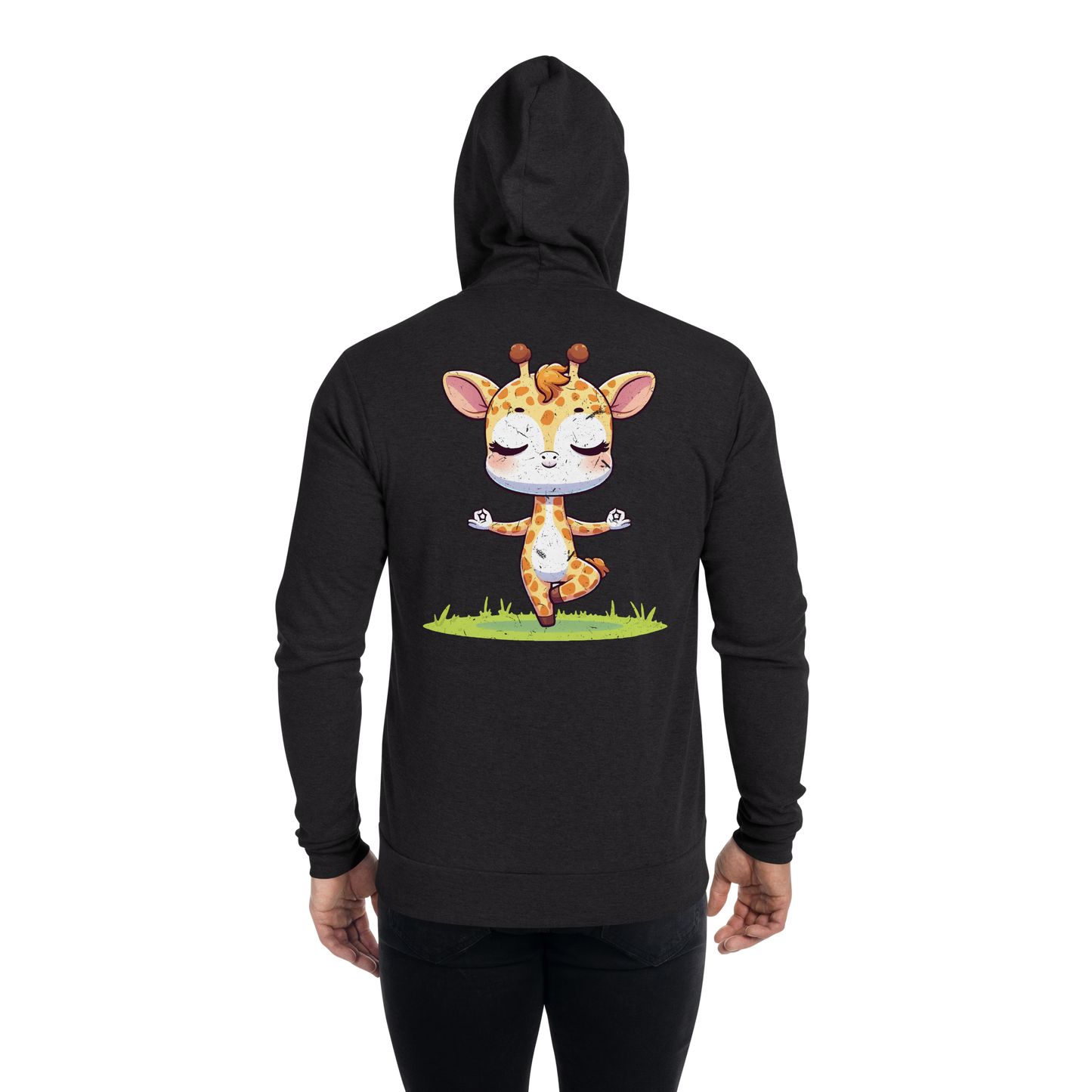 Giraffe doing Yoga - Lightweight Zip Hoodie