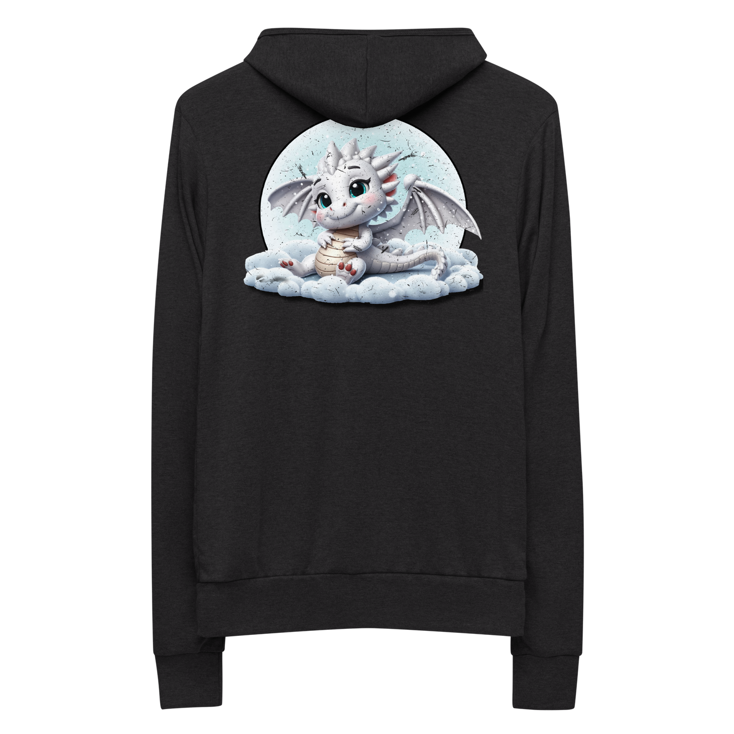 White Dragon in the Clouds - Lightweight Zip Hoodie
