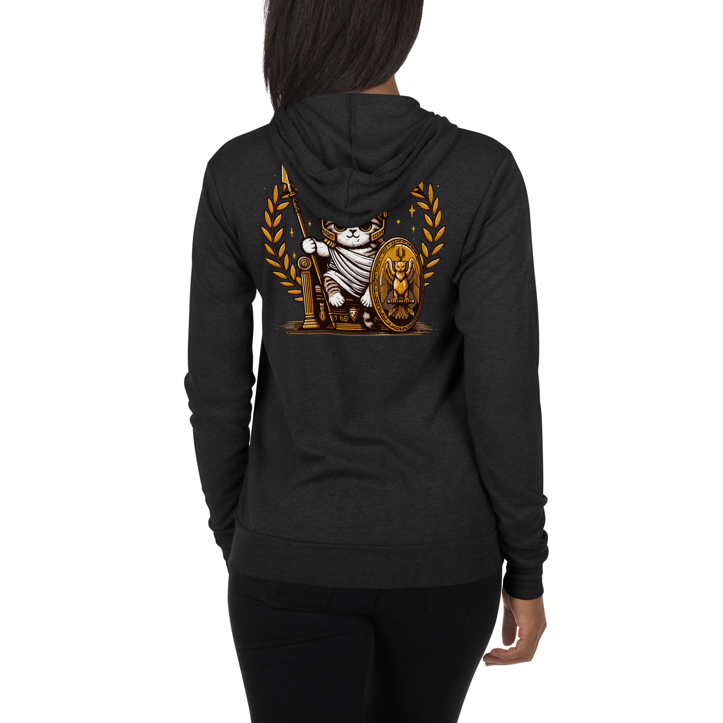 Roman Kitten with Owl - Lightweight Zip Hoodie