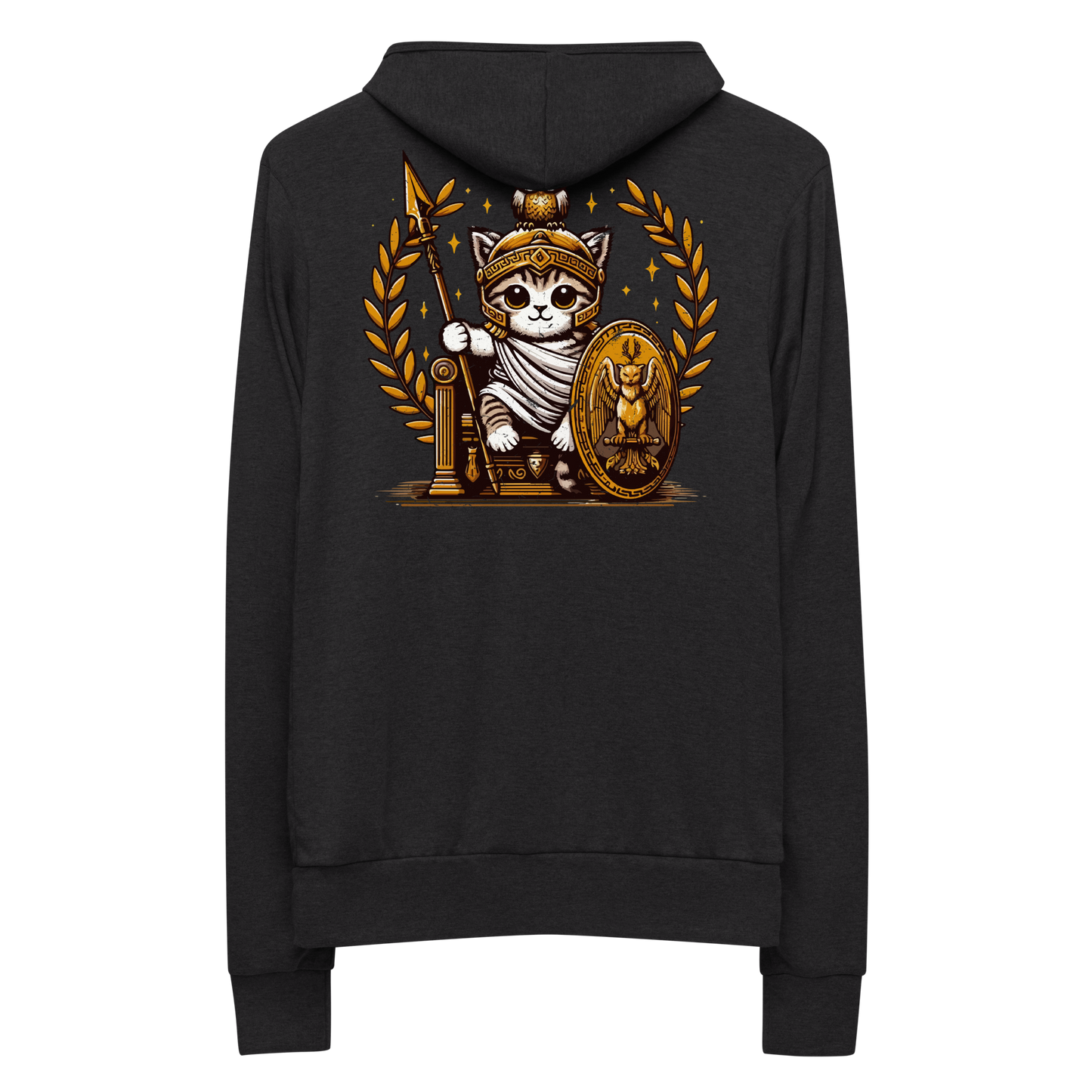 Roman Kitten with Owl - Lightweight Zip Hoodie