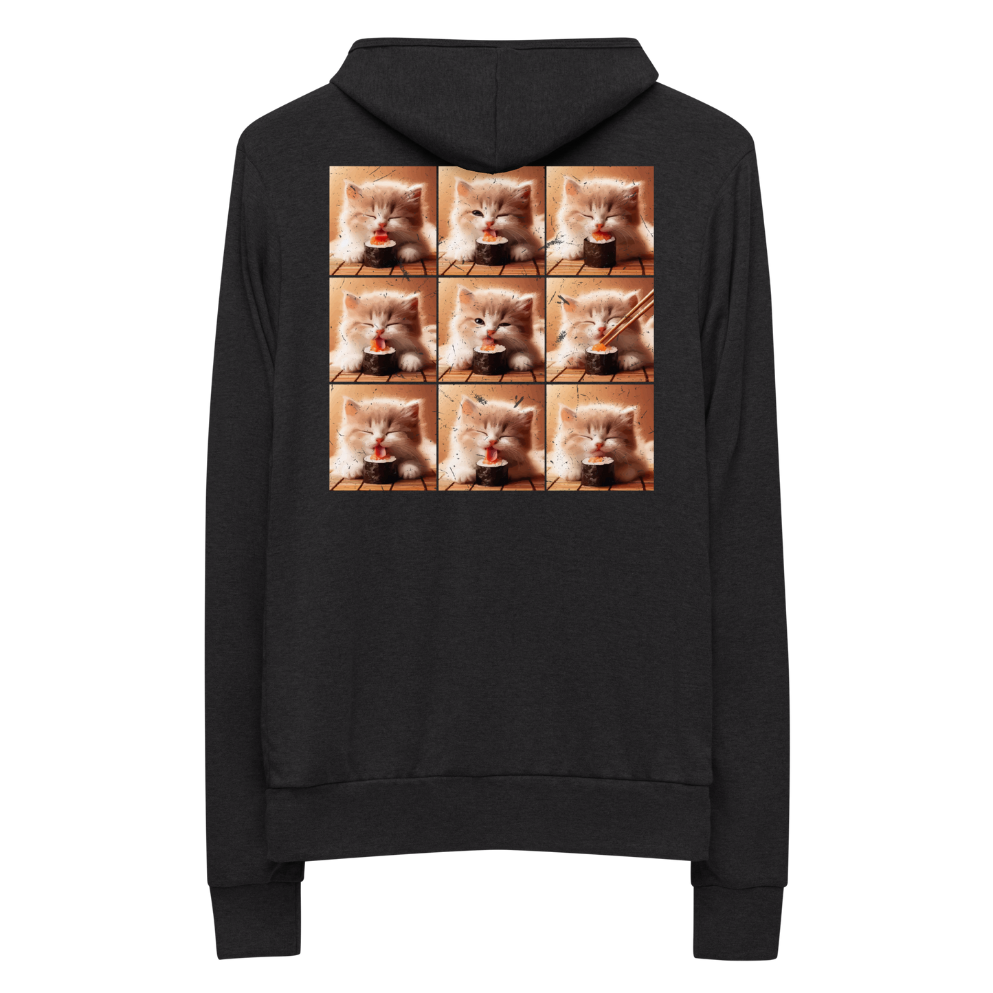 Kittens Eating Sushi Collage - Lightweight Zip Hoodie