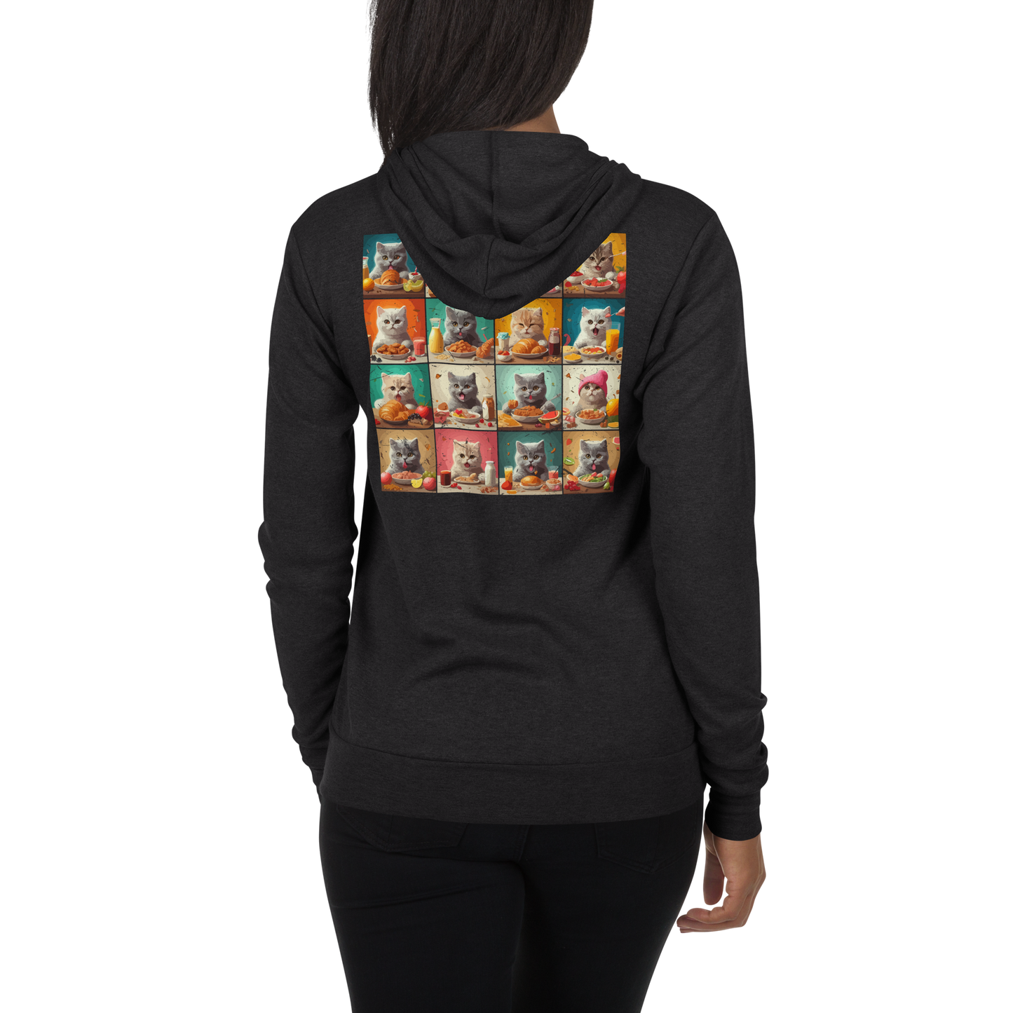 Kittens Eating Collage - Lightweight Zip Hoodie