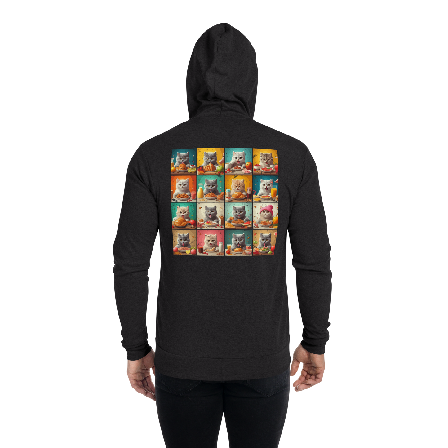 Kittens Eating Collage - Lightweight Zip Hoodie