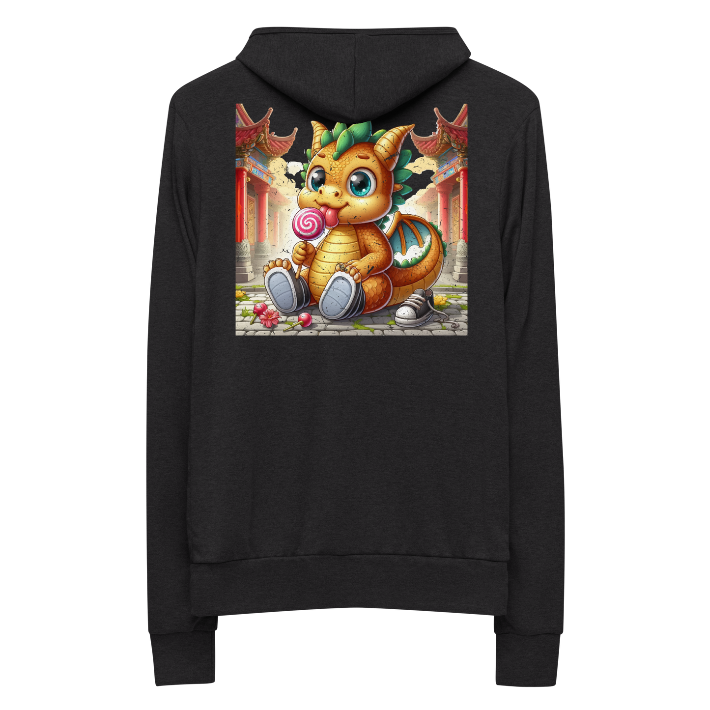 Dragon in Town with Lolipop - Lightweight Zip Hoodie