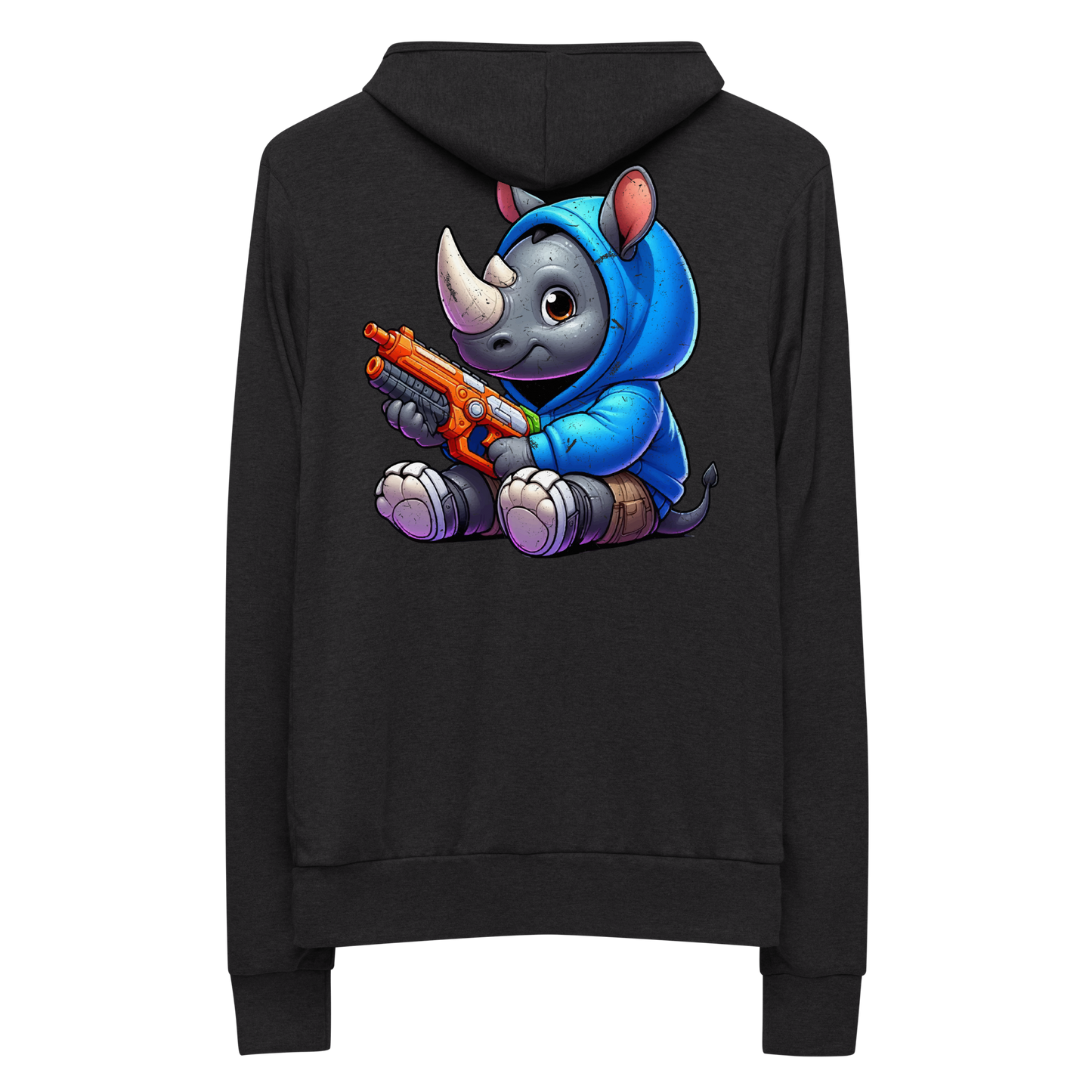 Baby Rhino with Foam Dart Blaster - Lightweight Zip Hoodie