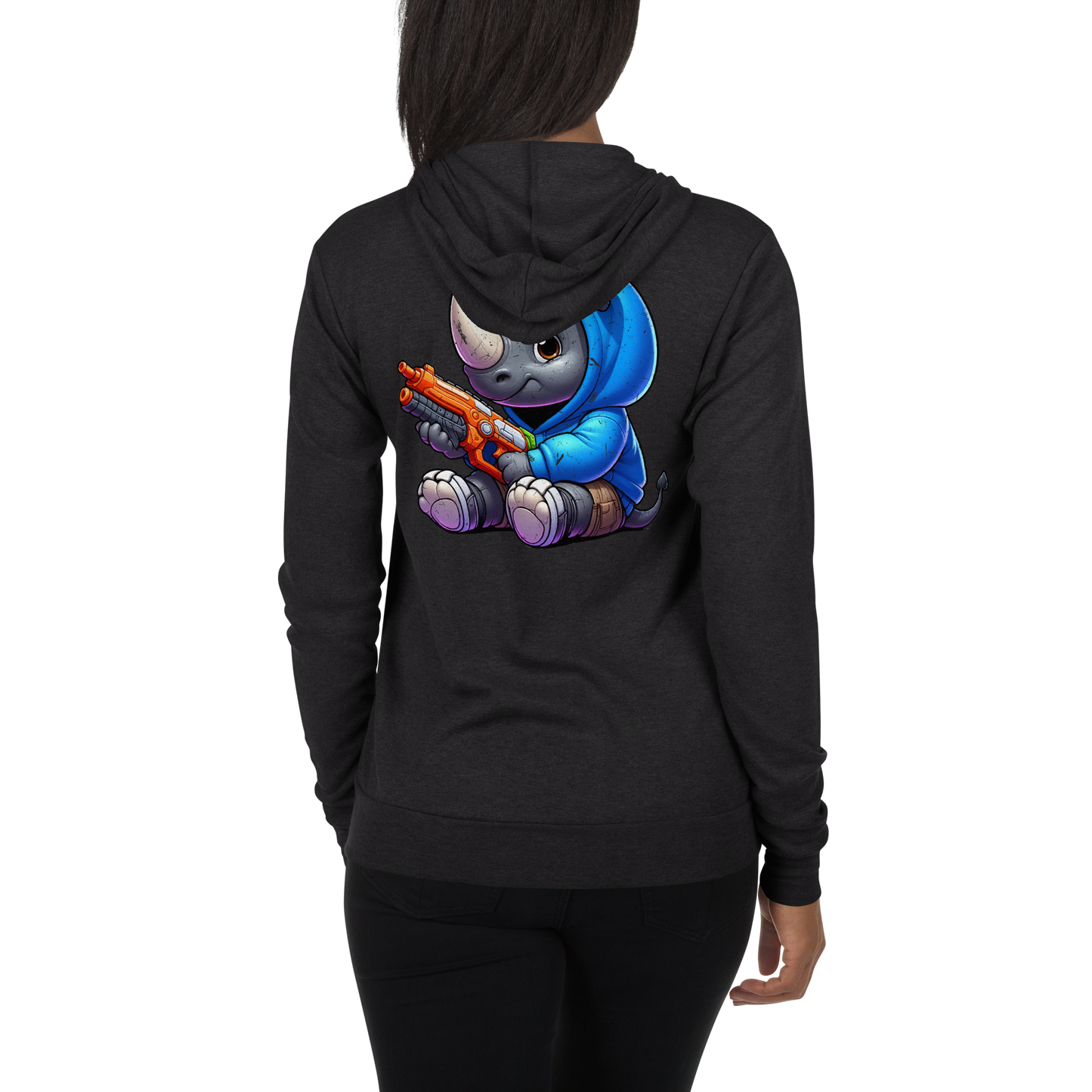 Baby Rhino with Foam Dart Blaster - Lightweight Zip Hoodie