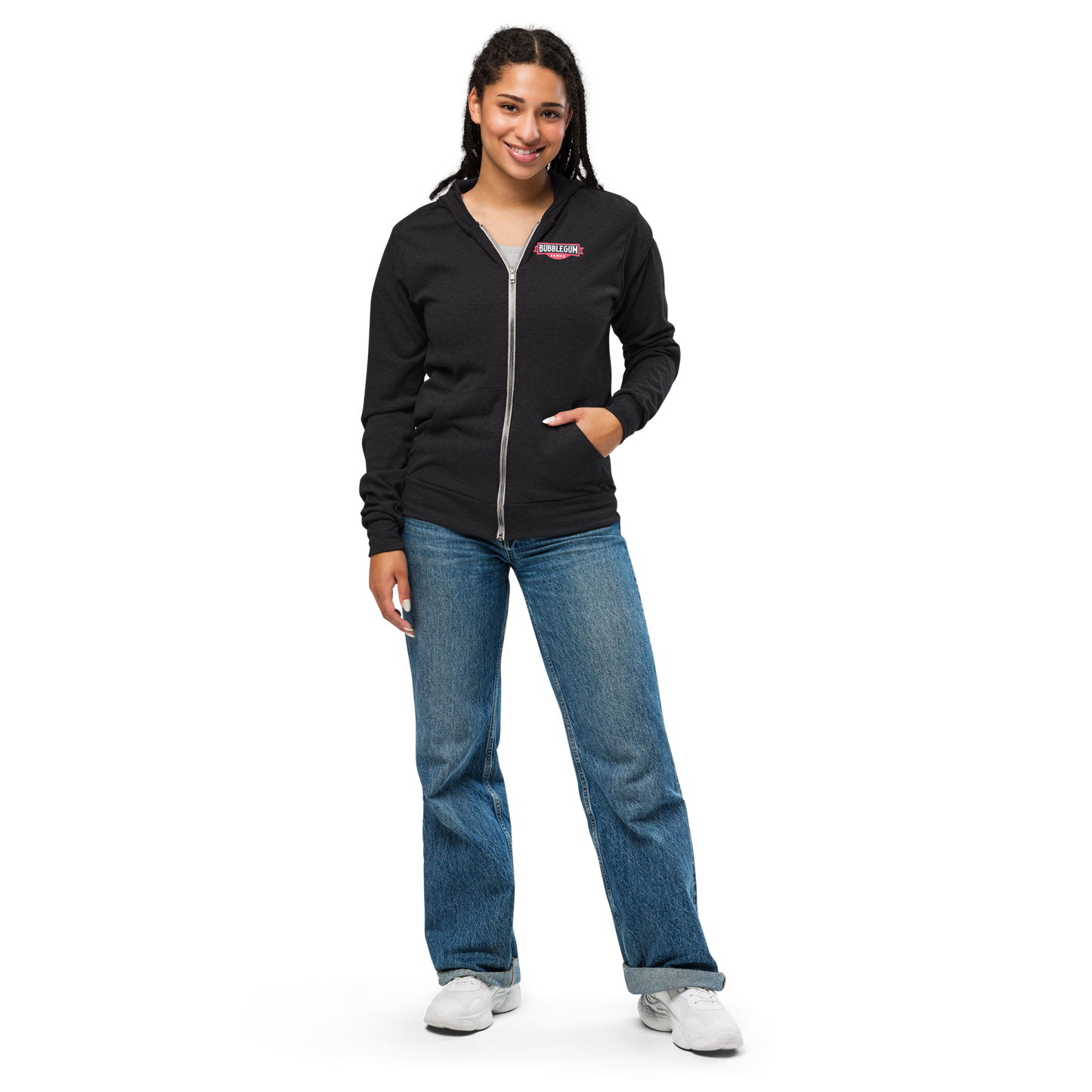 Grey Kitten Doing School - Lightweight Zip Hoodie