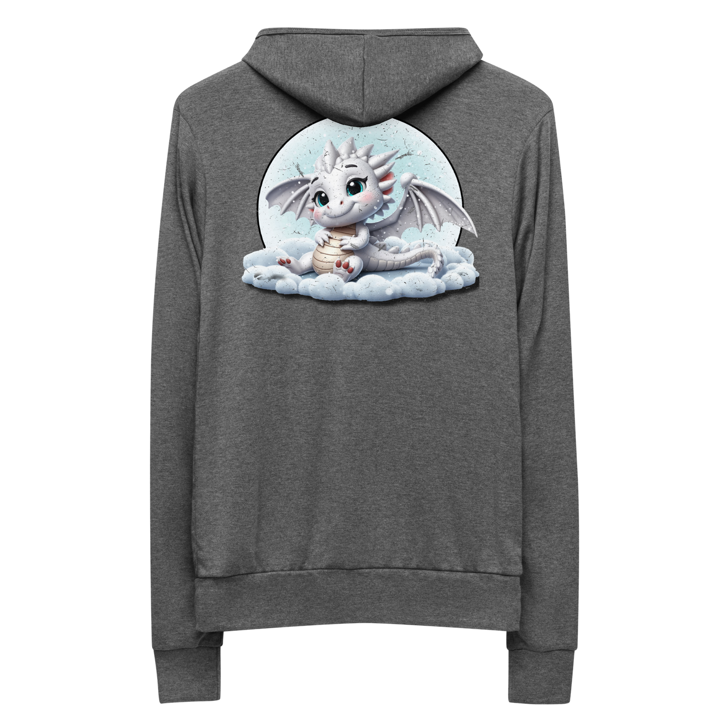 White Dragon in the Clouds - Lightweight Zip Hoodie