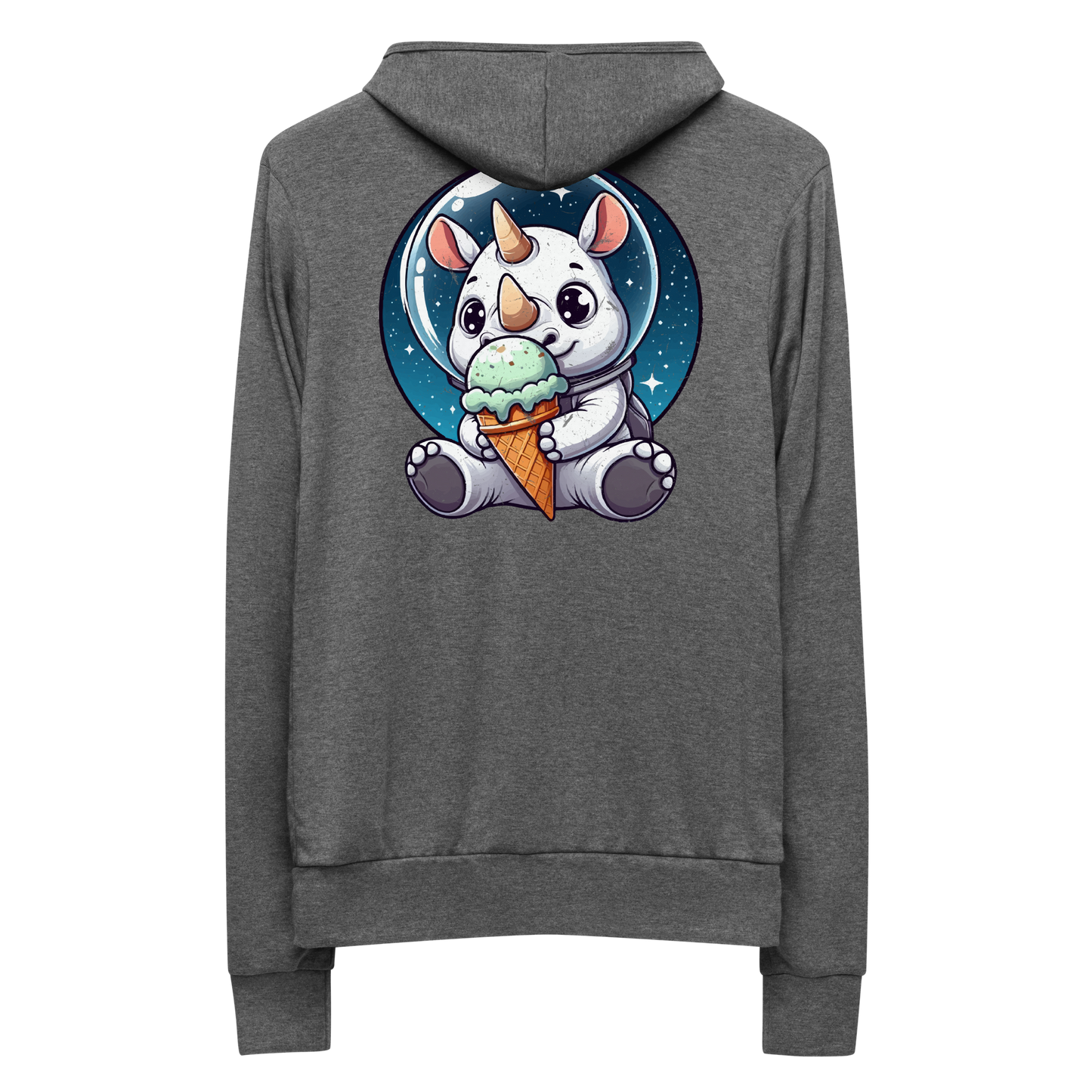 Space Rhino - Eating Ice Cream - Lightweight Zip Hoodie