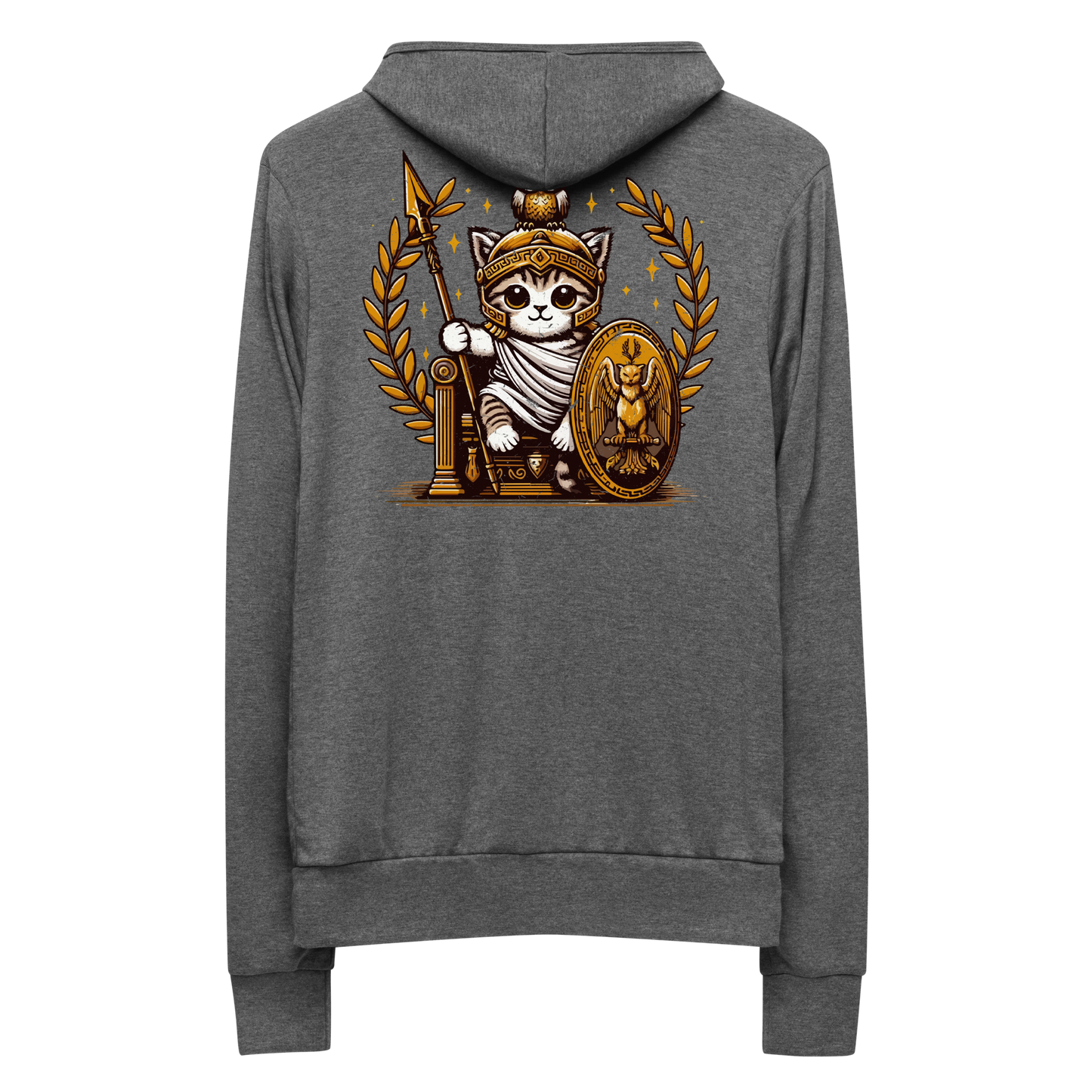 Roman Kitten with Owl - Lightweight Zip Hoodie