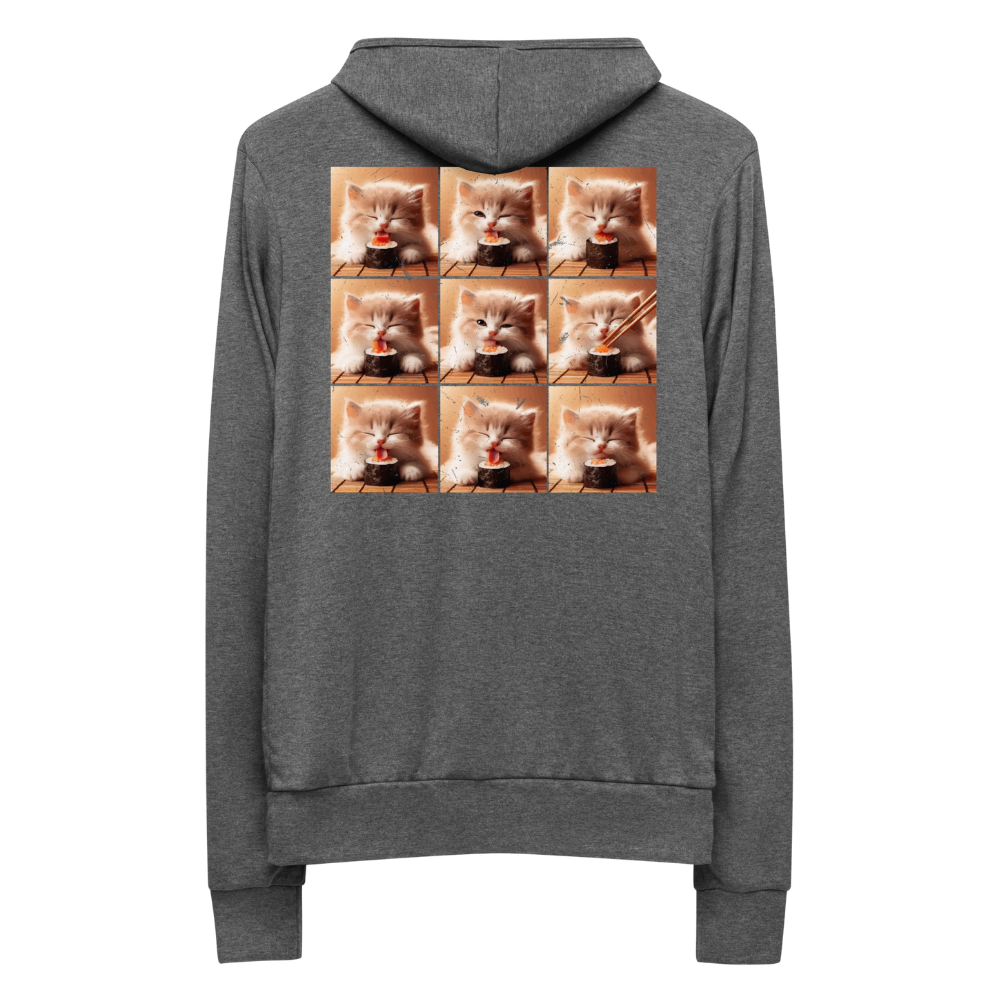 Kittens Eating Sushi Collage - Lightweight Zip Hoodie