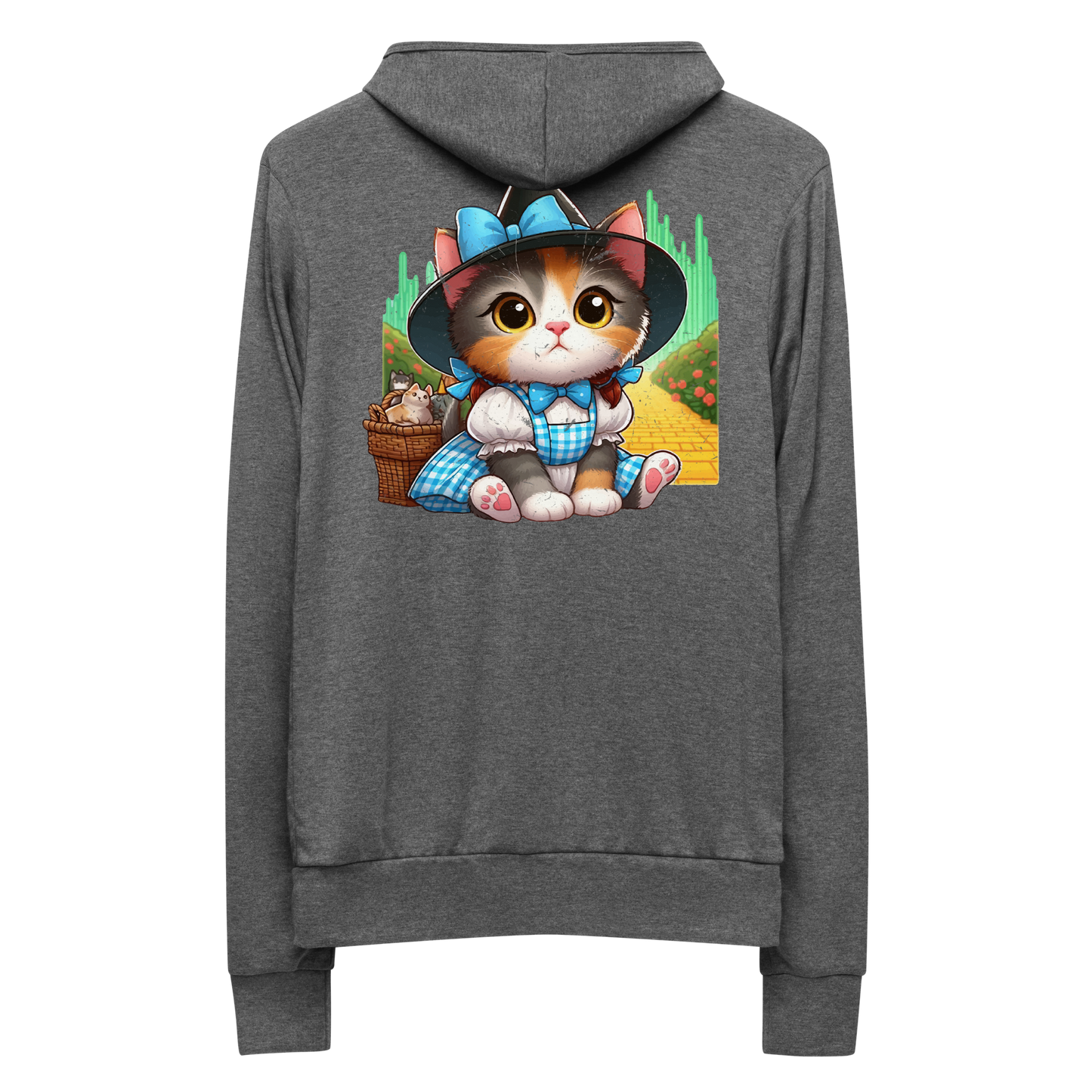 Kitten on a Yellow Brick Road - Lightweight Zip Hoodie