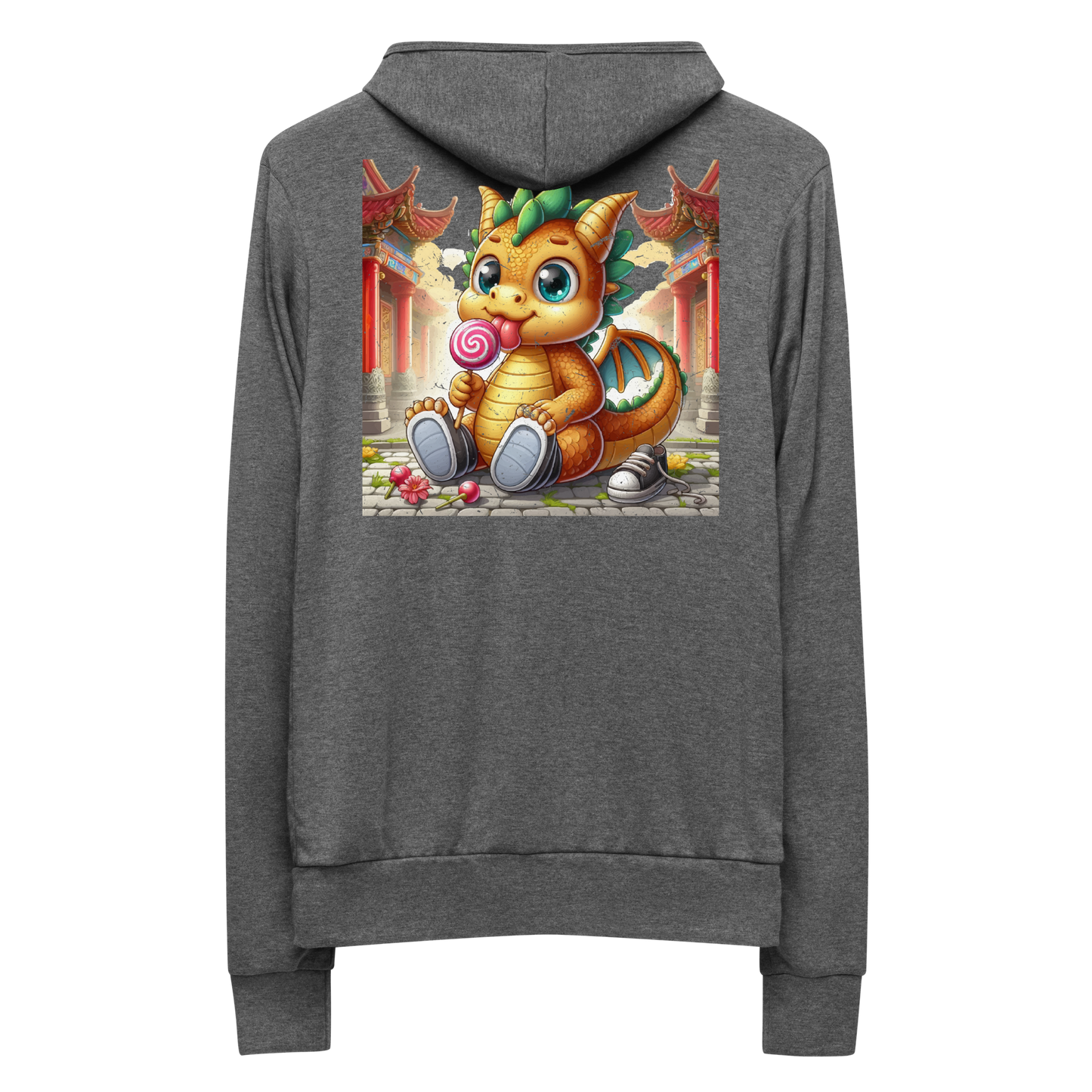 Dragon in Town with Lolipop - Lightweight Zip Hoodie