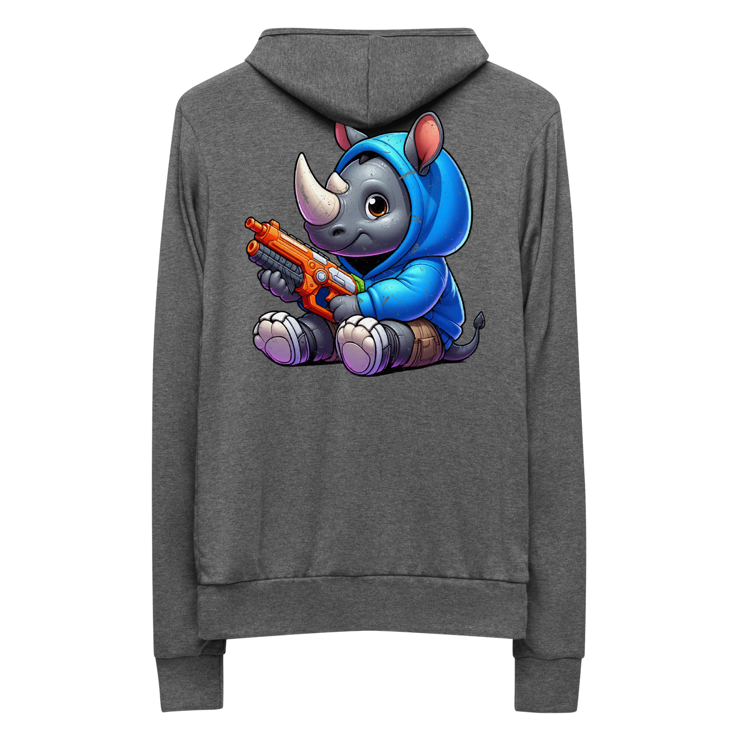 Baby Rhino with Foam Dart Blaster - Lightweight Zip Hoodie
