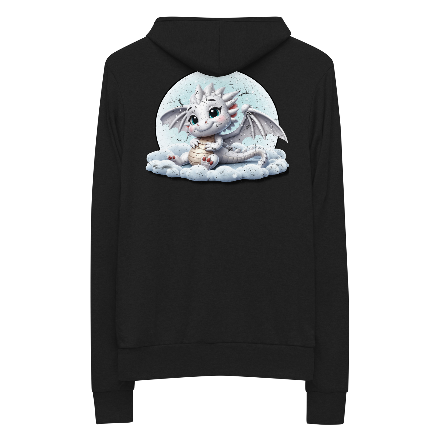 White Dragon in the Clouds - Lightweight Zip Hoodie