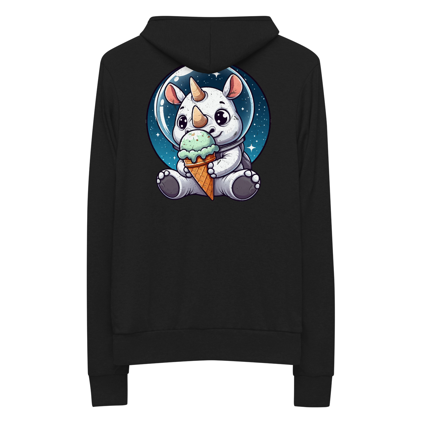 Space Rhino - Eating Ice Cream - Lightweight Zip Hoodie
