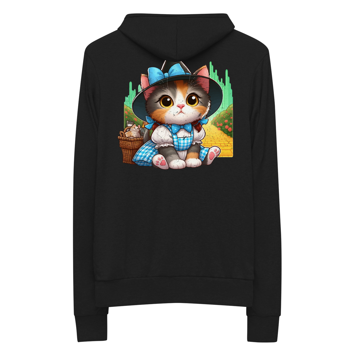 Kitten on a Yellow Brick Road - Lightweight Zip Hoodie
