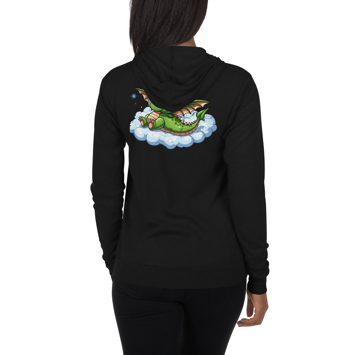 Green Dragon in the Clouds - Lightweight Zip Hoodie