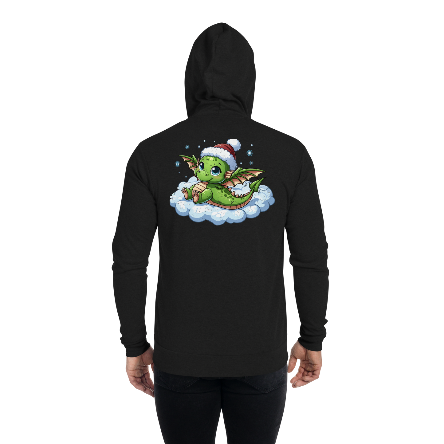 Green Dragon in the Clouds - Lightweight Zip Hoodie
