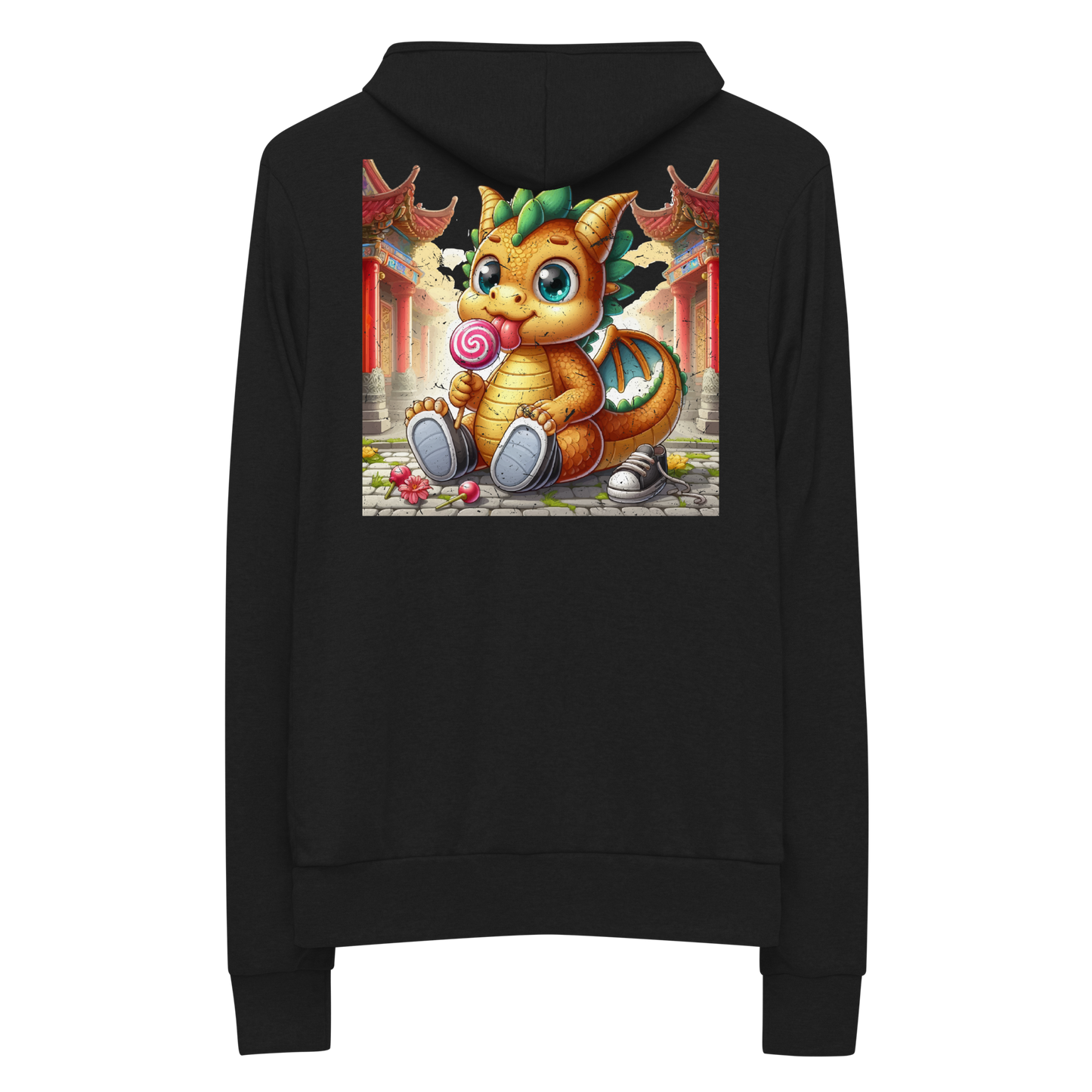 Dragon in Town with Lolipop - Lightweight Zip Hoodie