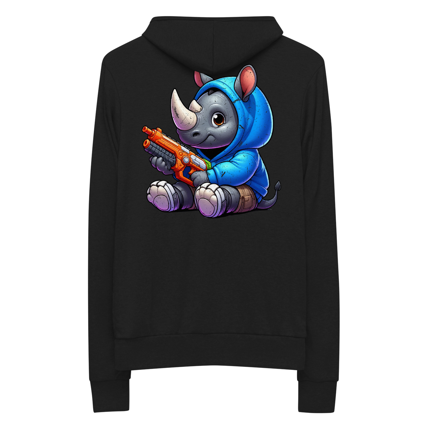Baby Rhino with Foam Dart Blaster - Lightweight Zip Hoodie