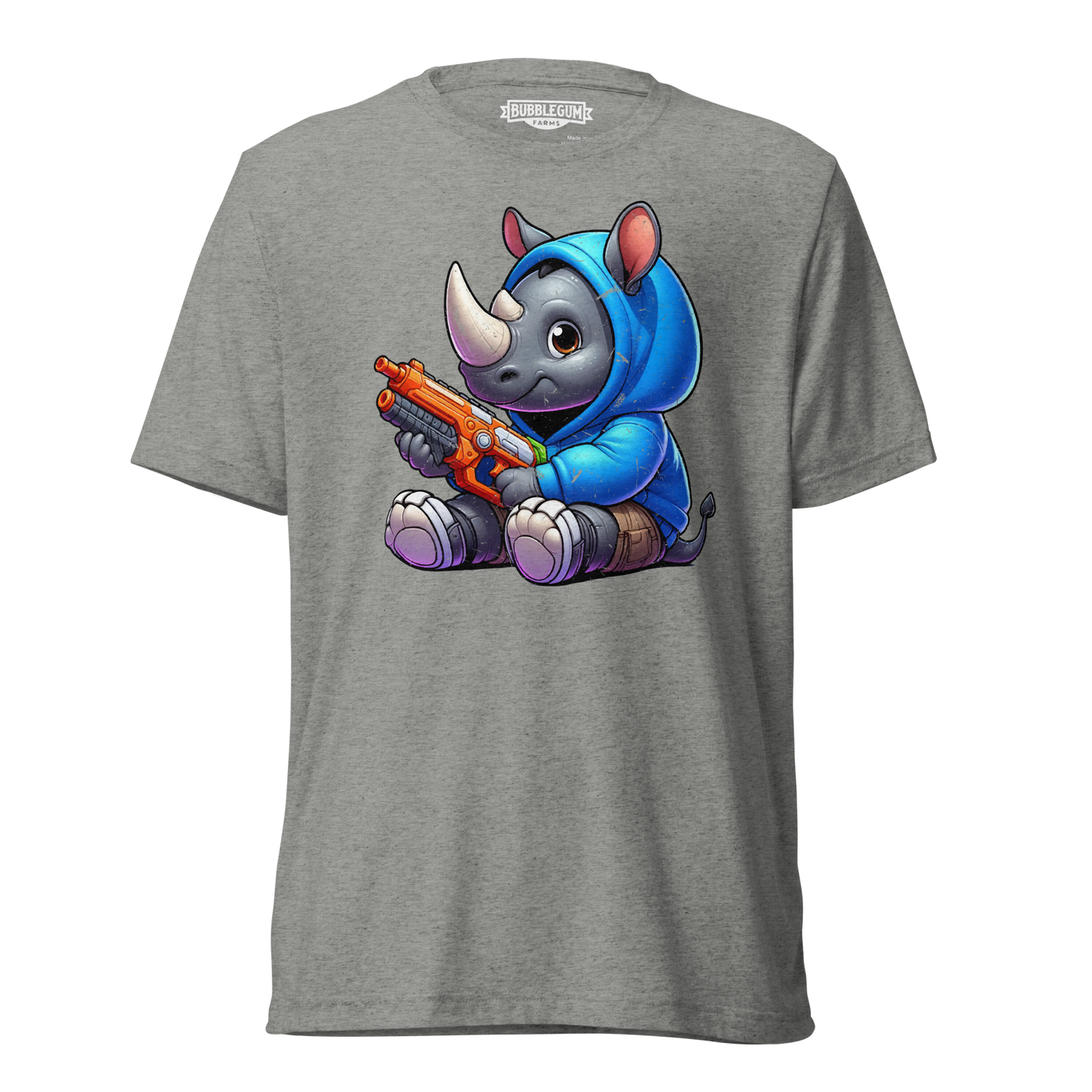Baby Rhino with Foam Dart Blaster - Unisex Triblend Tee