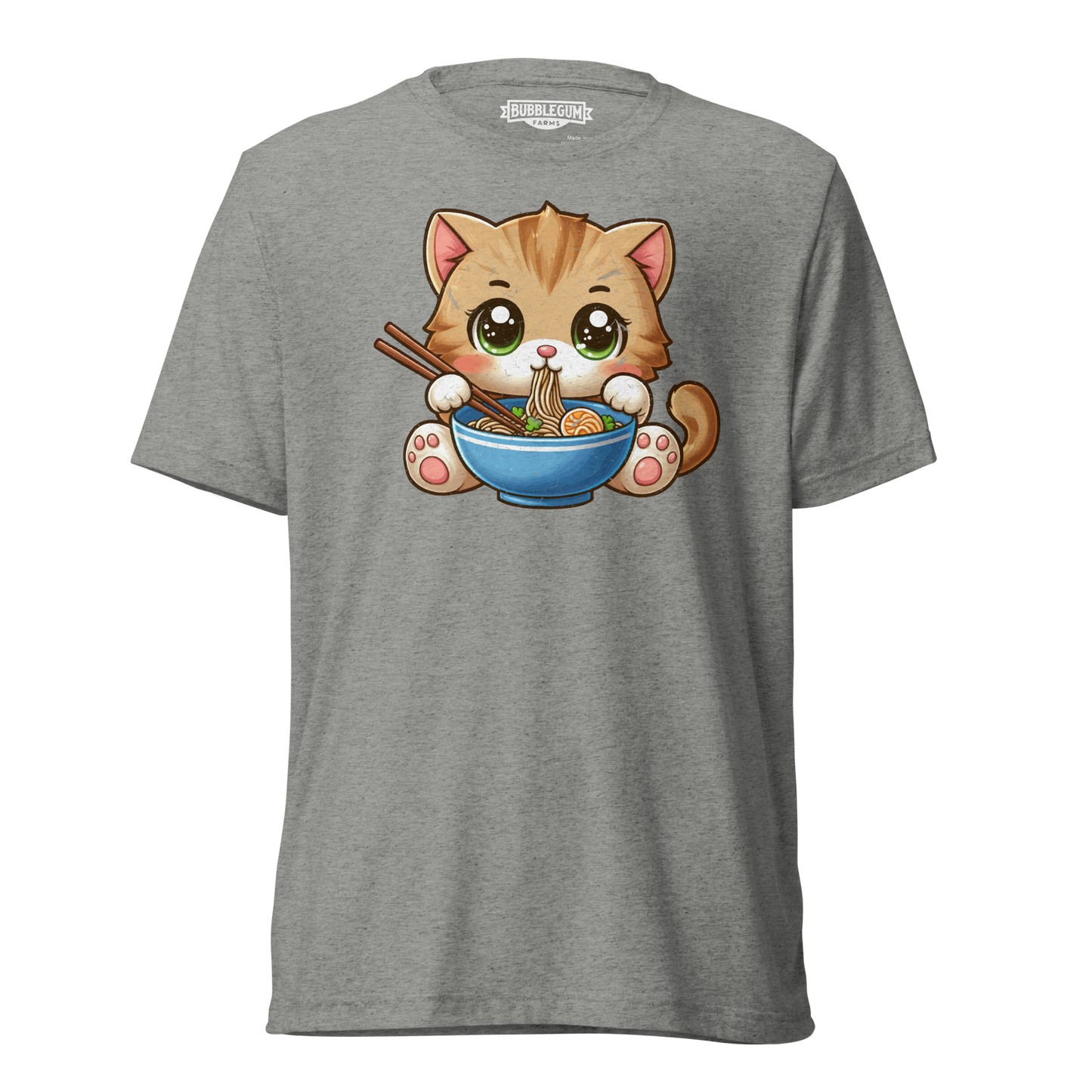 Brown Kitten - Eating Ramen - Unisex Triblend Tee