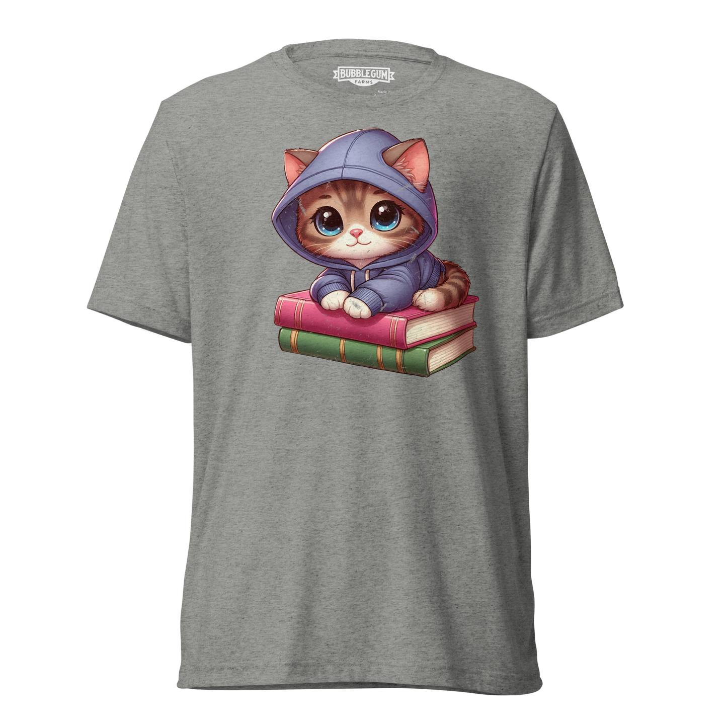 Brown Kitten - Sitting on Books - Unisex Triblend Tee