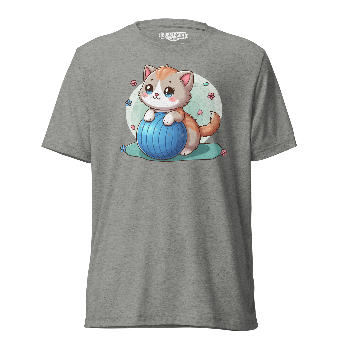 Brown Kitten on Blue Ball - Unisex Triblend Tee