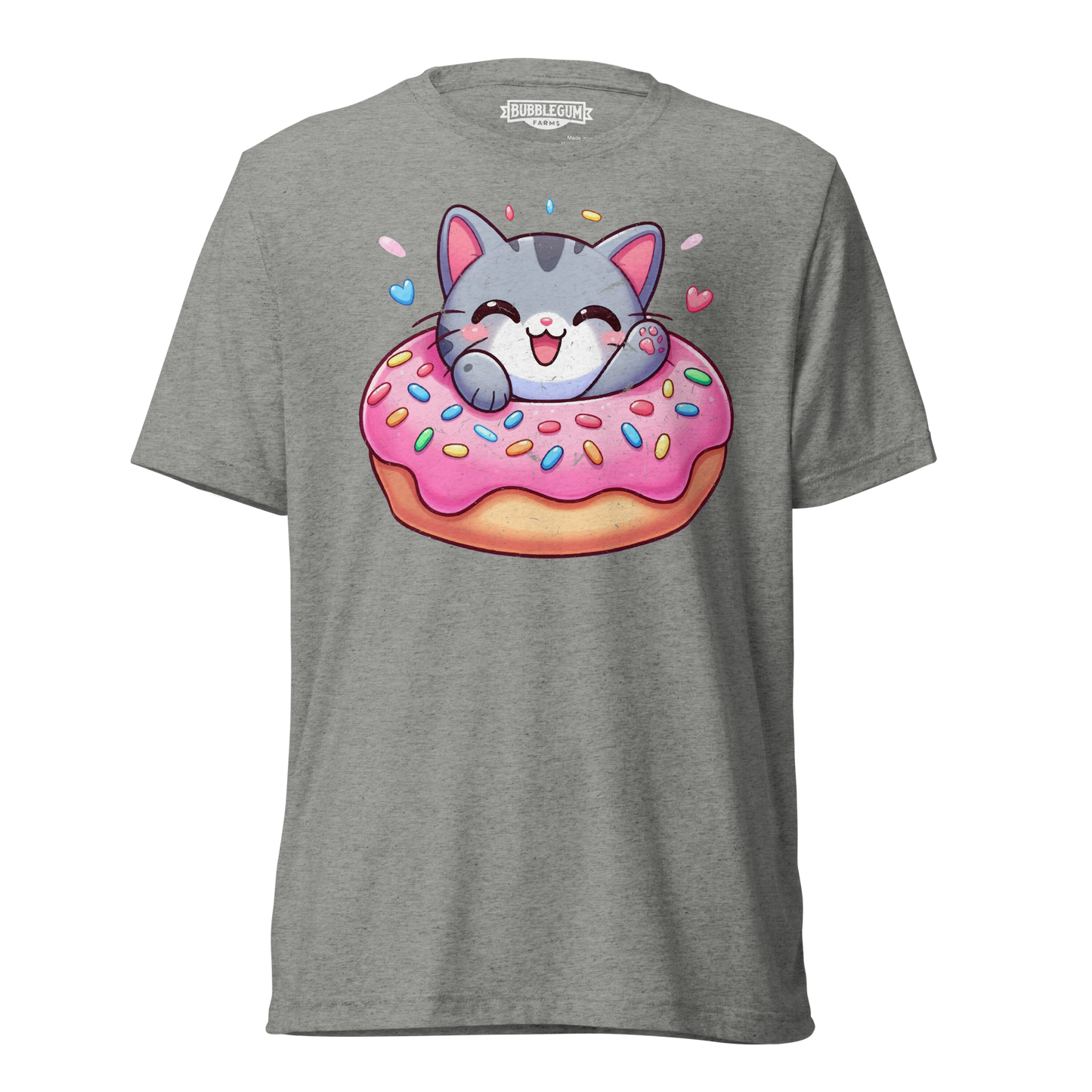 Grey Kitten - Laughing in a Donut - Unisex Triblend Tee