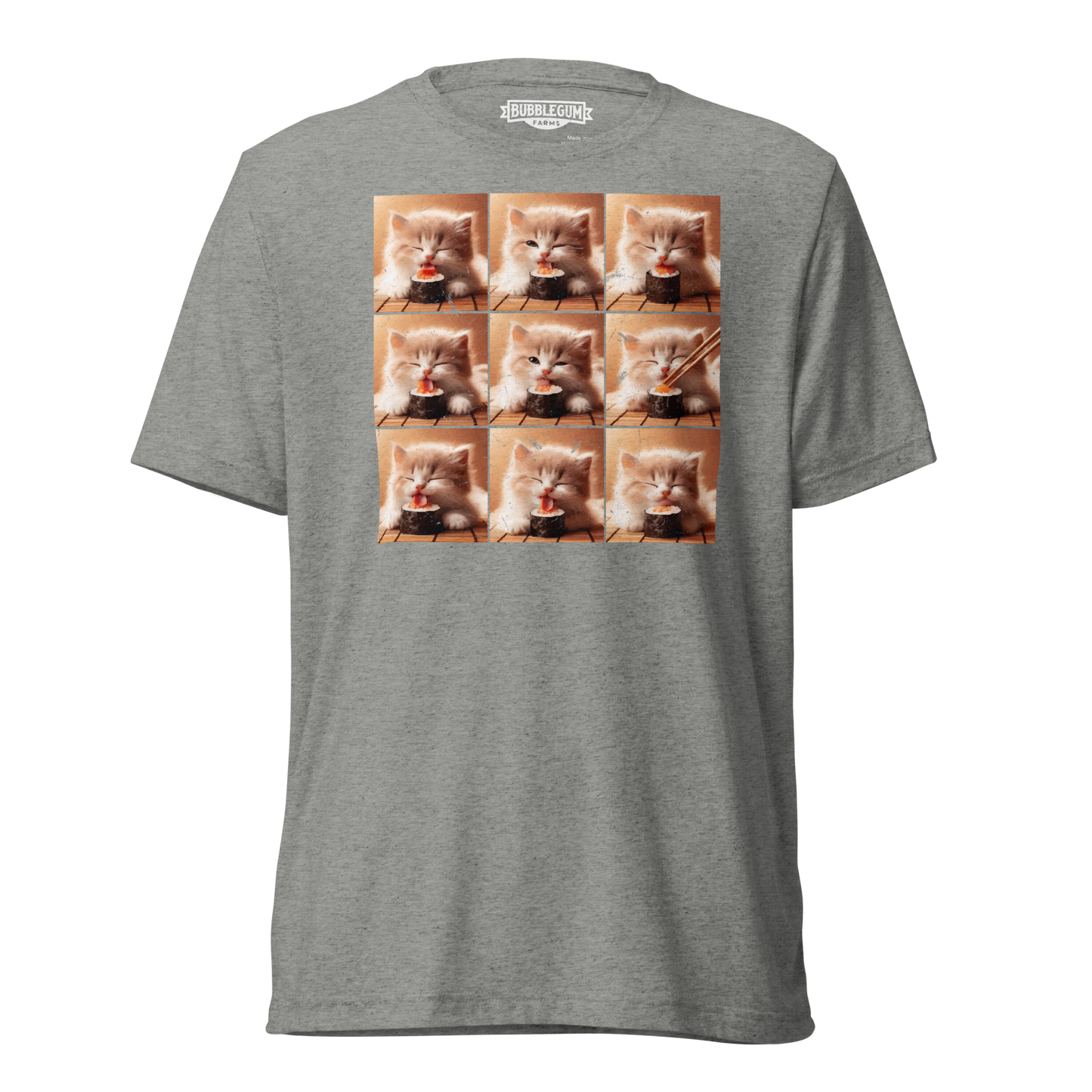 Kittens Eating Sushi Collage - Unisex Triblend