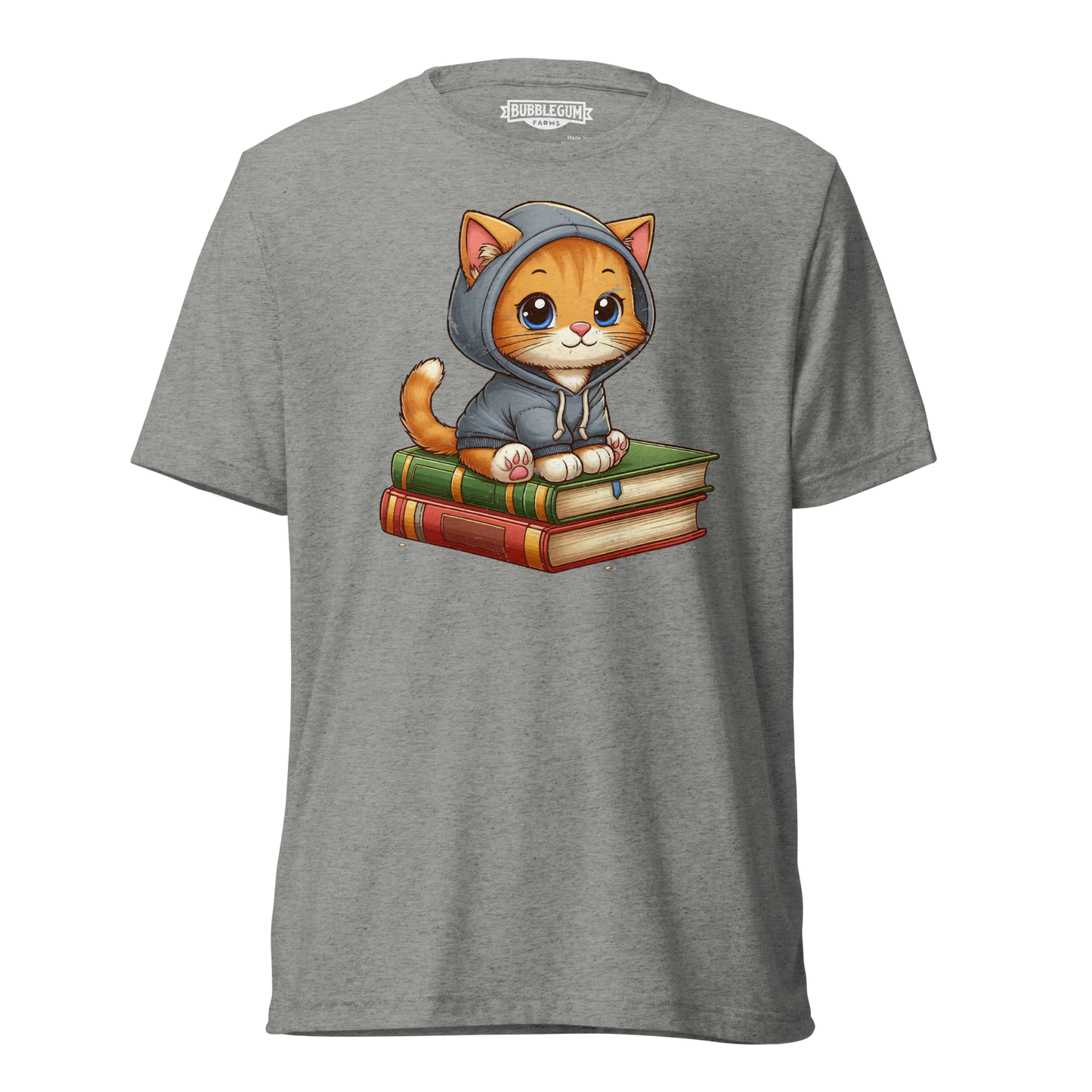 Orange Kitten - Sitting on Books - Unisex Triblend