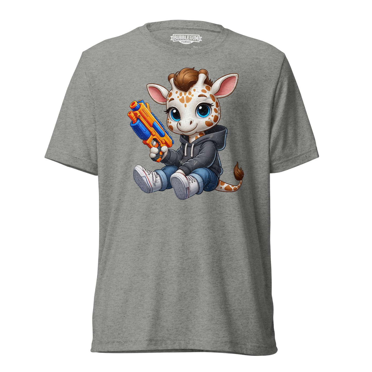 White Giraffe with Foam Dart Blaster - Unisex Triblend