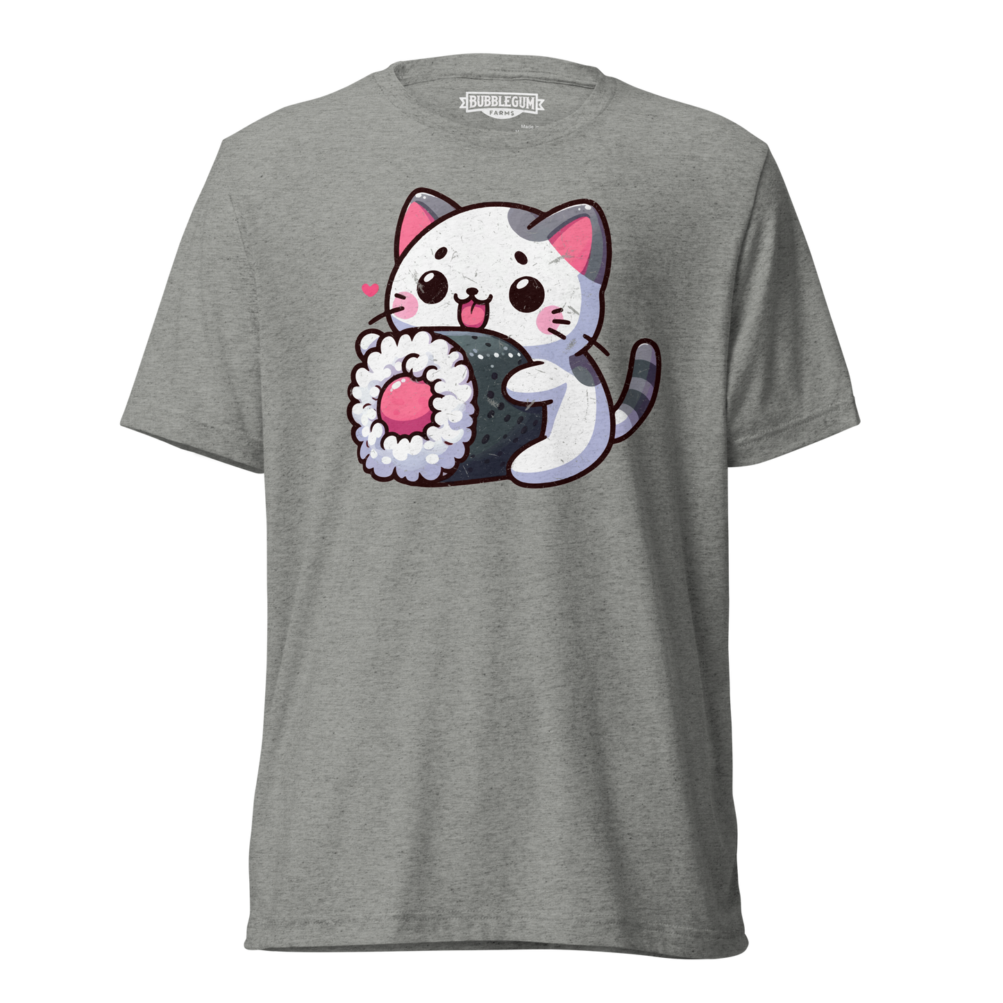Black and Grey Kitten - Eating Sushi - Unisex Triblend