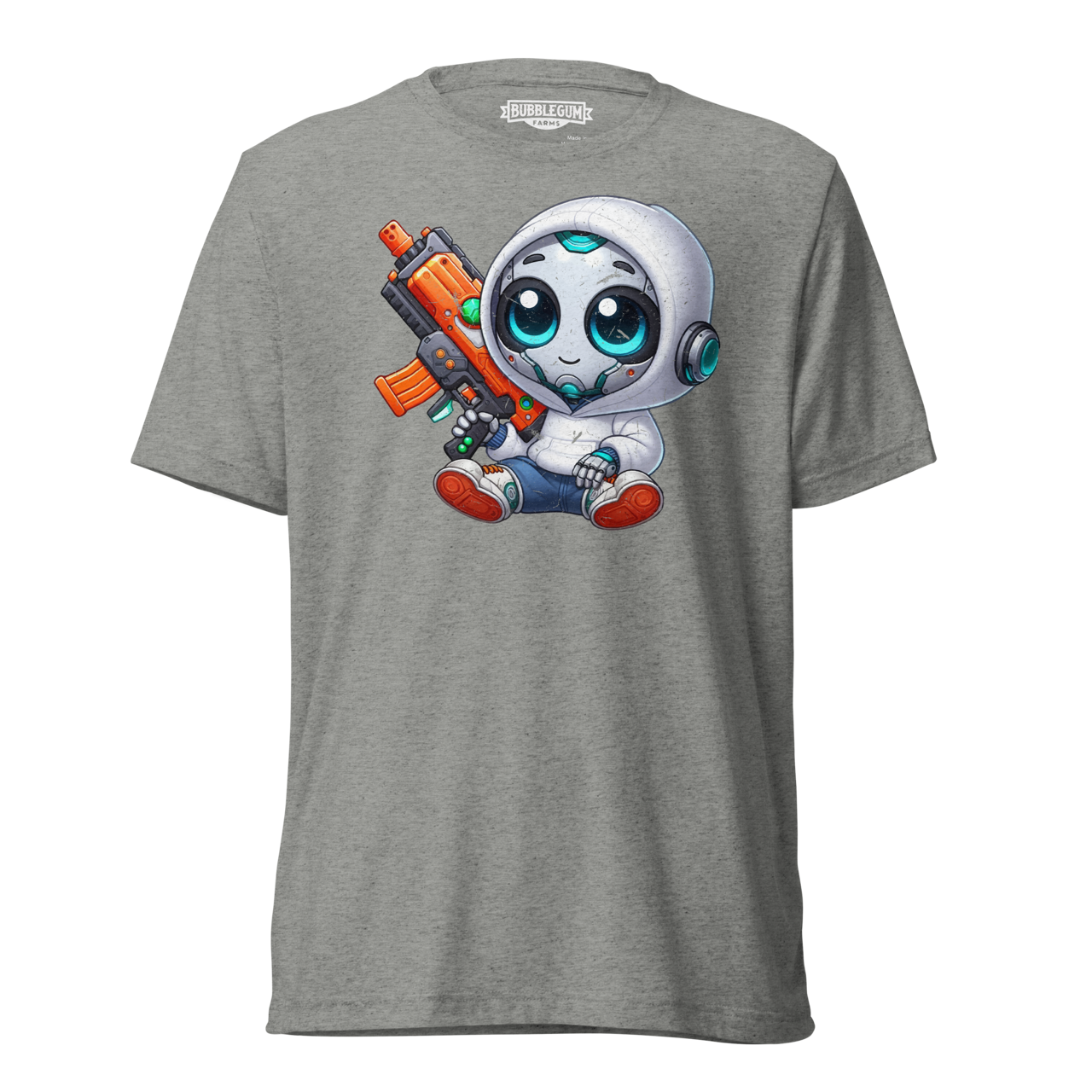 White Robot with Foam Dart Blaster - Unisex Triblend