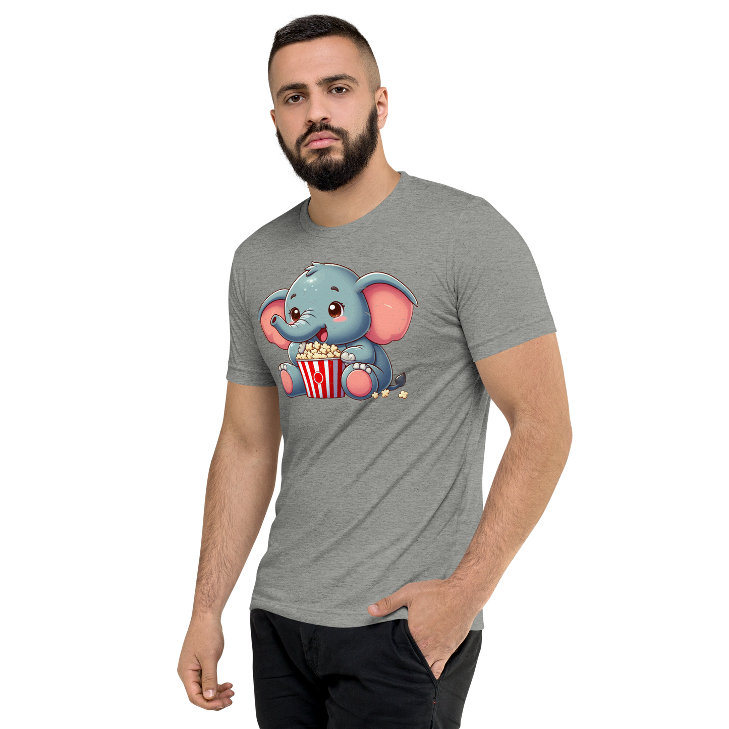 Baby Elephant - Eating Popcorn - Unisex Triblend Tee