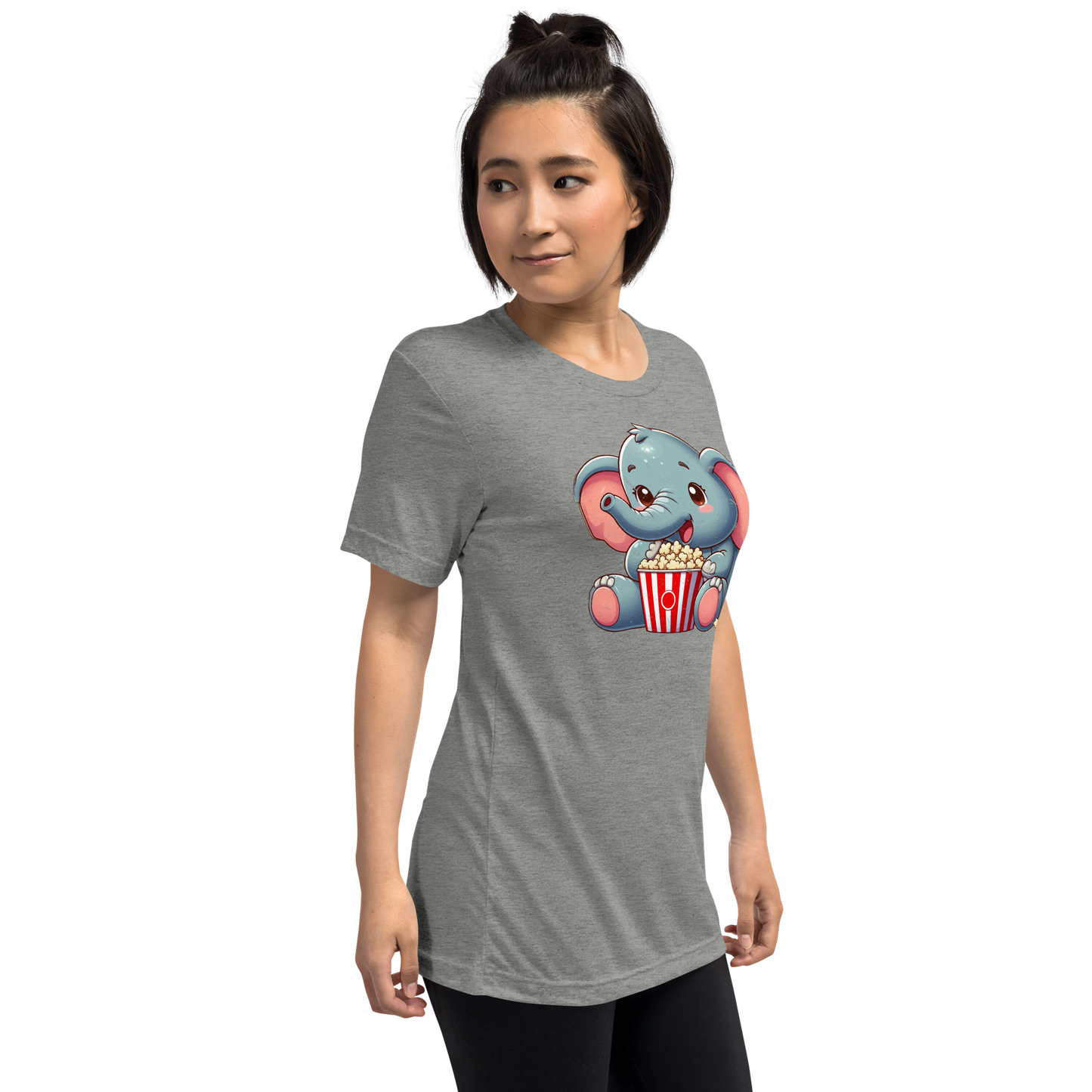 Baby Elephant - Eating Popcorn - Unisex Triblend Tee