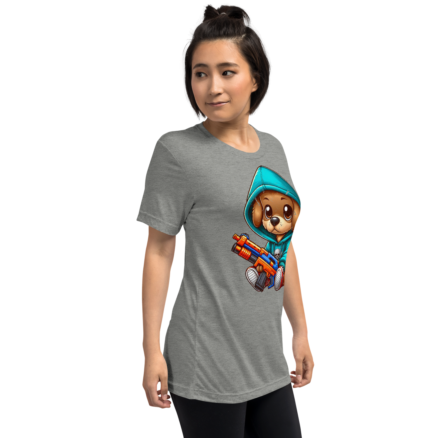 Brown Puppy with Foam Dart Blaster - Unisex Triblend Tee
